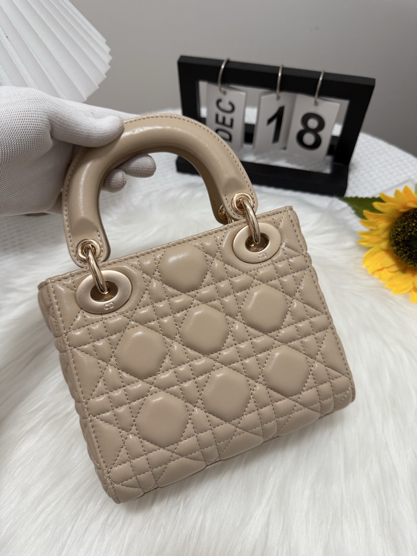 Dior Lady Dior Mini Bag Almond Beige Lambskin Cannage Stitching Charm 4 i1747581855946 2786 0 2