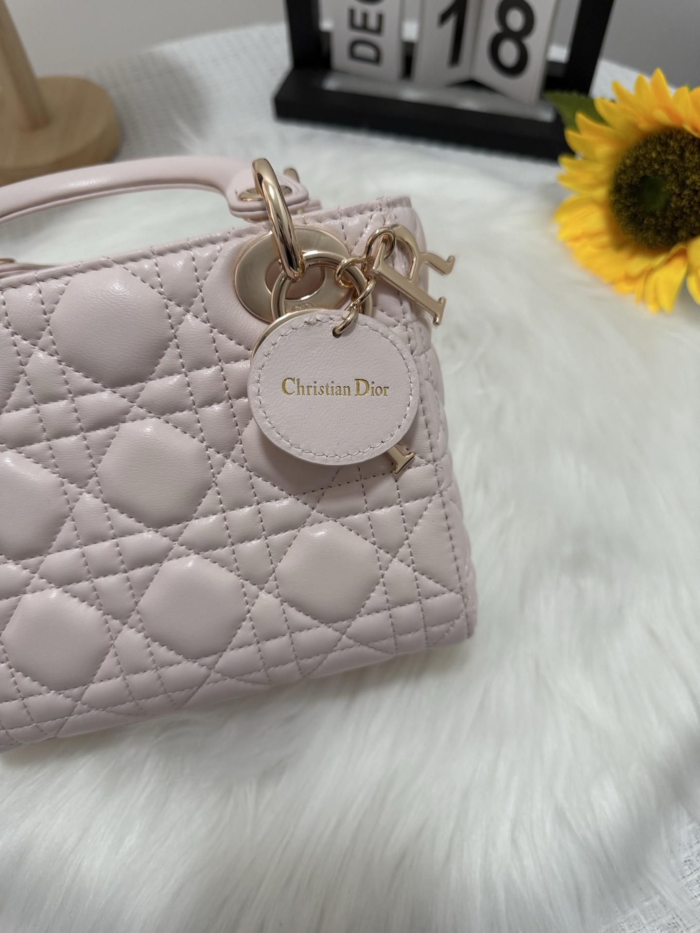Lady Dior Mini Bag Cherry Pink Lambskin with Cannage Stitching and Charms 8 i1747581881624 235 0 7