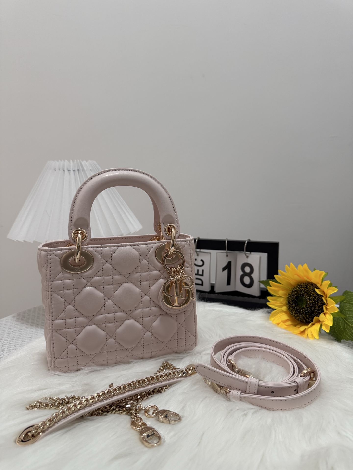 Lady Dior Mini Bag Cherry Pink Lambskin with Cannage Stitching and Charms 9 i1747581881667 9598 0 8