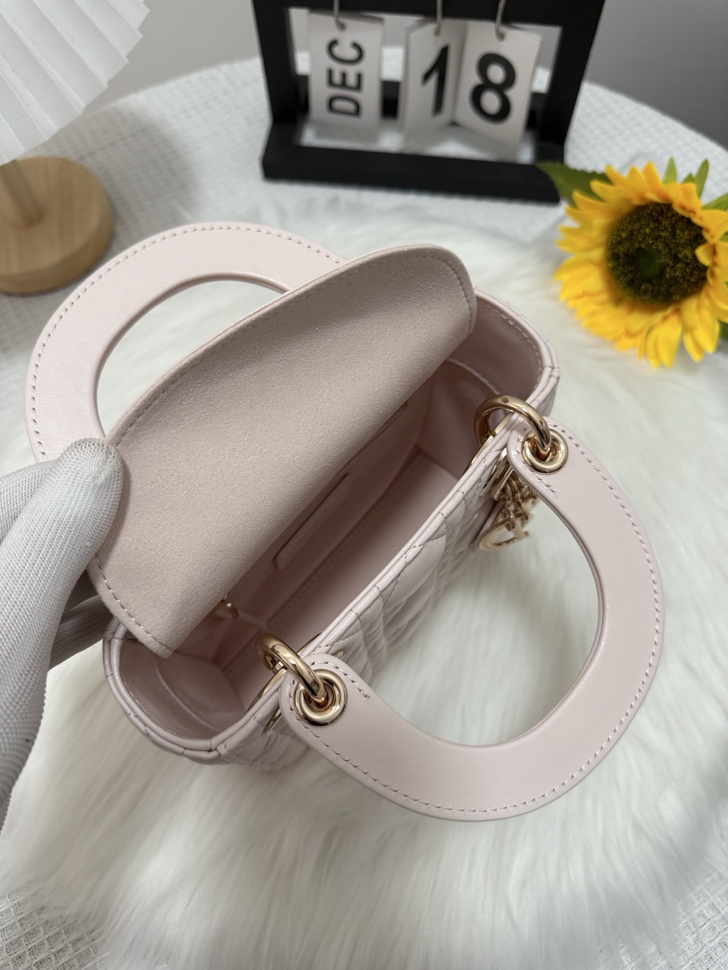 Lady Dior Mini Bag Cherry Pink Lambskin with Cannage Stitching and Charms 6 i1747581881680 9301 0 5