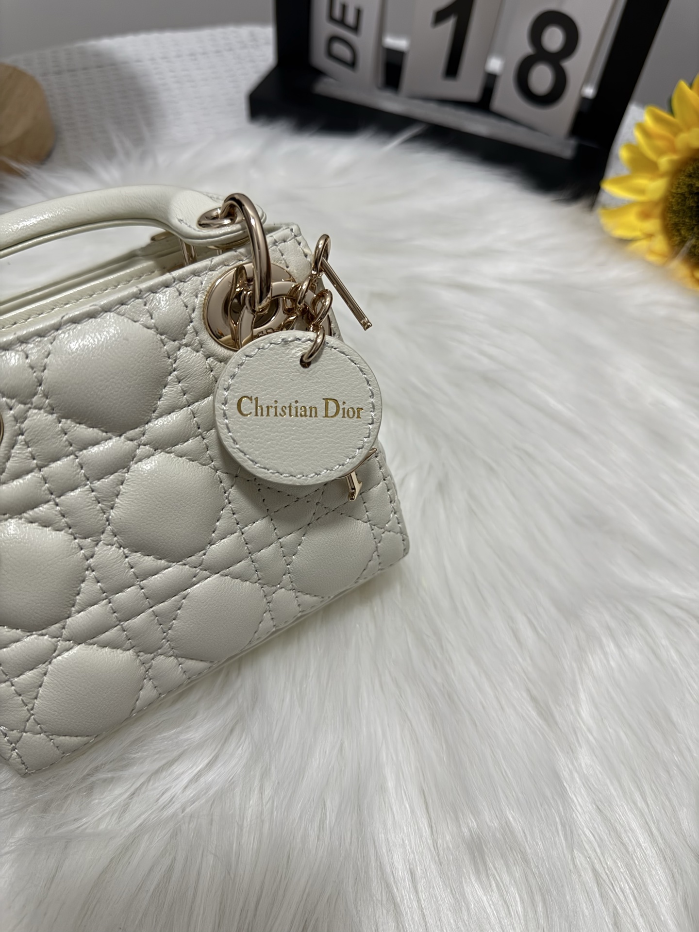 Lady Micro Bag, White Lambskin, Iconic Letter Hardware, Chic & Compact 9 i1747582143607 2292 0 7