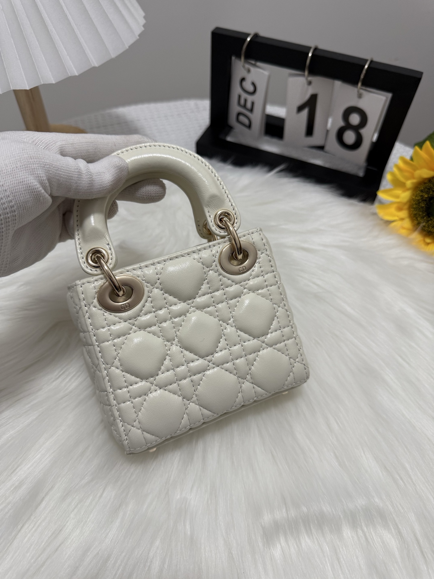 Lady Micro Bag, White Lambskin, Iconic Letter Hardware, Chic & Compact 4 i1747582143777 9803 0 2
