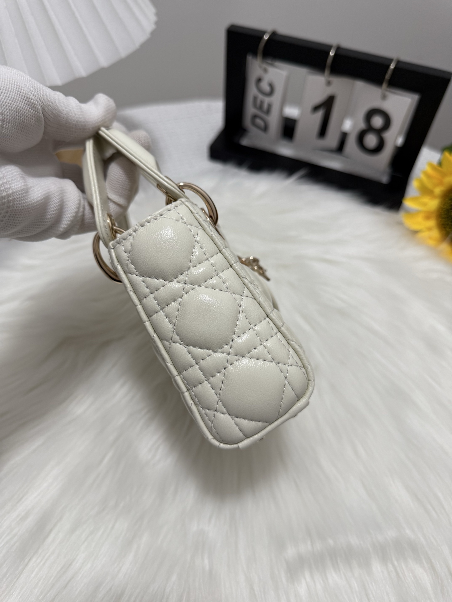Lady Micro Bag, White Lambskin, Iconic Letter Hardware, Chic & Compact 3 i1747582143793 140 0 1