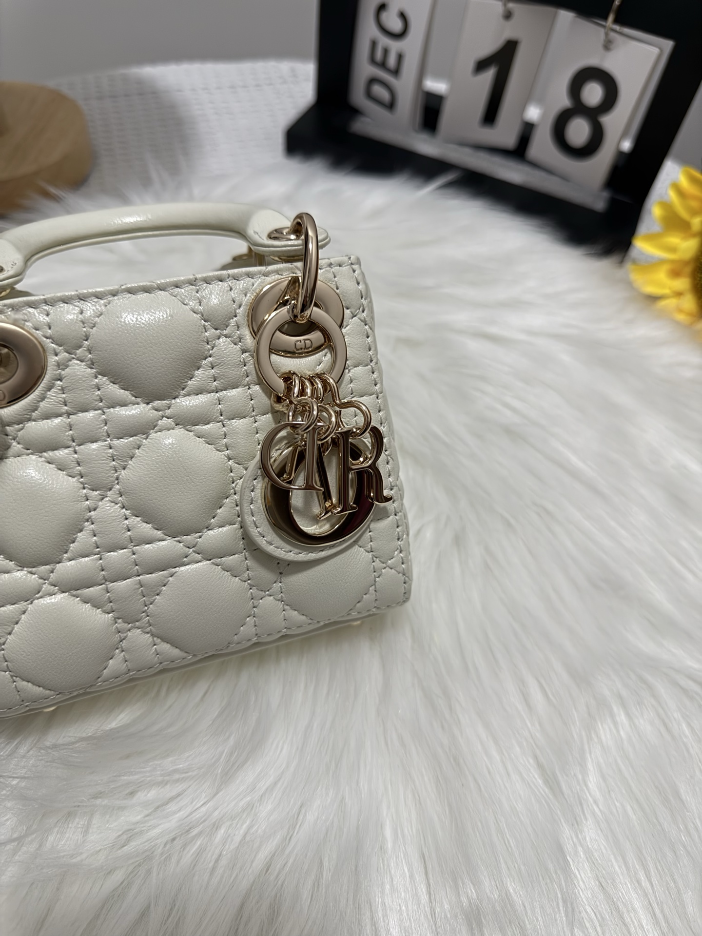 Lady Micro Bag, White Lambskin, Iconic Letter Hardware, Chic & Compact 8 i1747582144842 9386 0 6