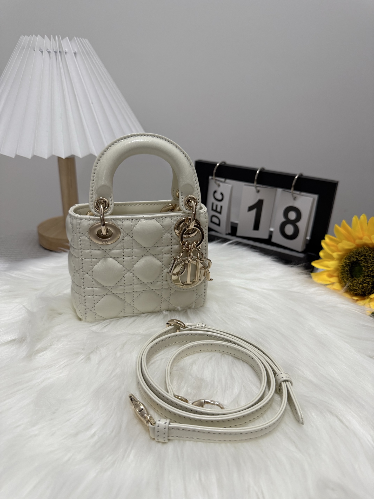 Lady Micro Bag, White Lambskin, Iconic Letter Hardware, Chic & Compact 10 i1747582144889 1848 0 8