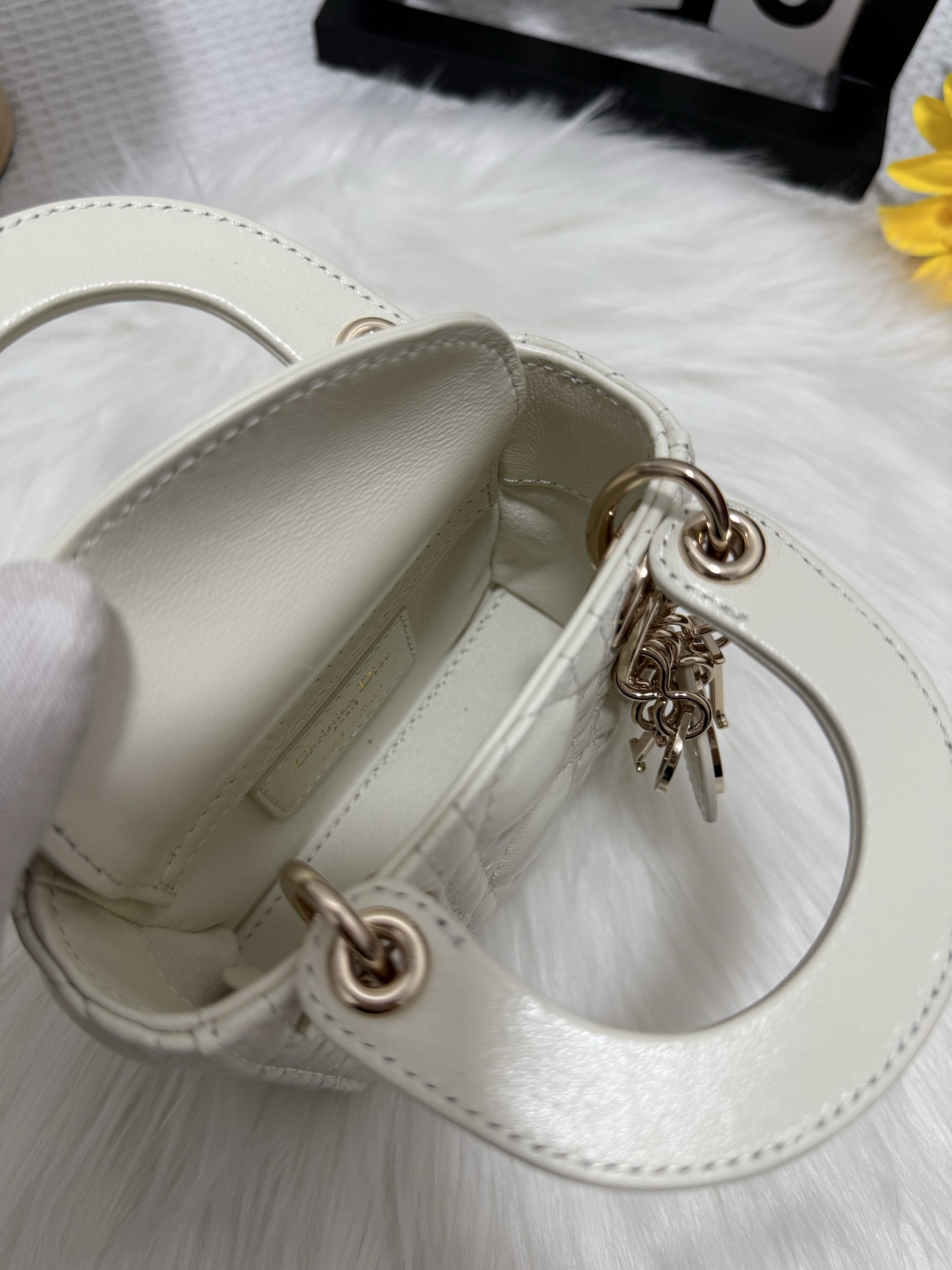 Lady Micro Bag, White Lambskin, Iconic Letter Hardware, Chic & Compact 7 i1747582144952 1824 0 5