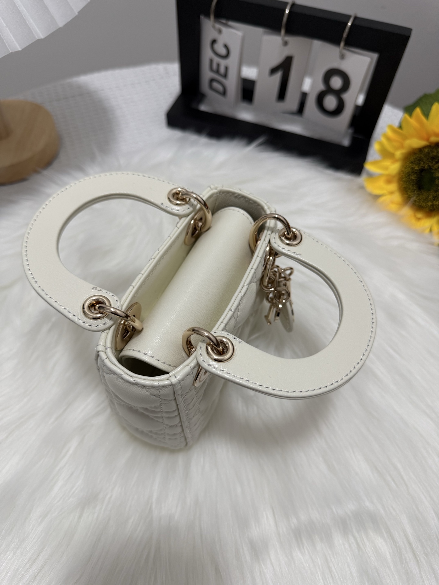 Lady Micro Bag, White Lambskin, Iconic Letter Hardware, Chic & Compact 6 i1747582145002 138 0 4