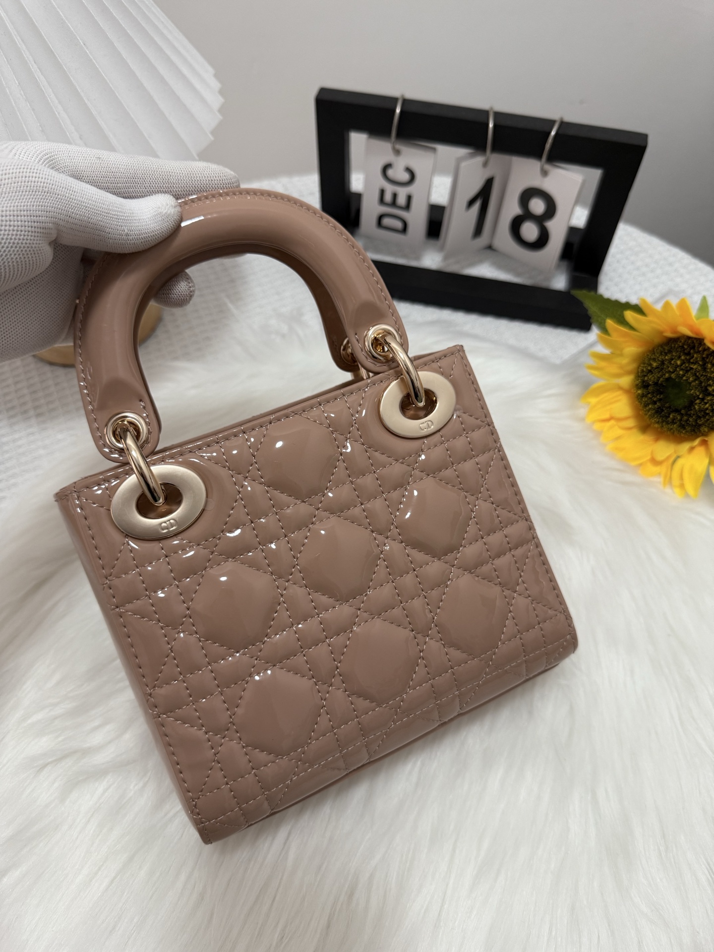 Dior Lady Dior Mini Bag Apricot Patent Leather with Chain Strap 4 i1747582506622 5470 0 2