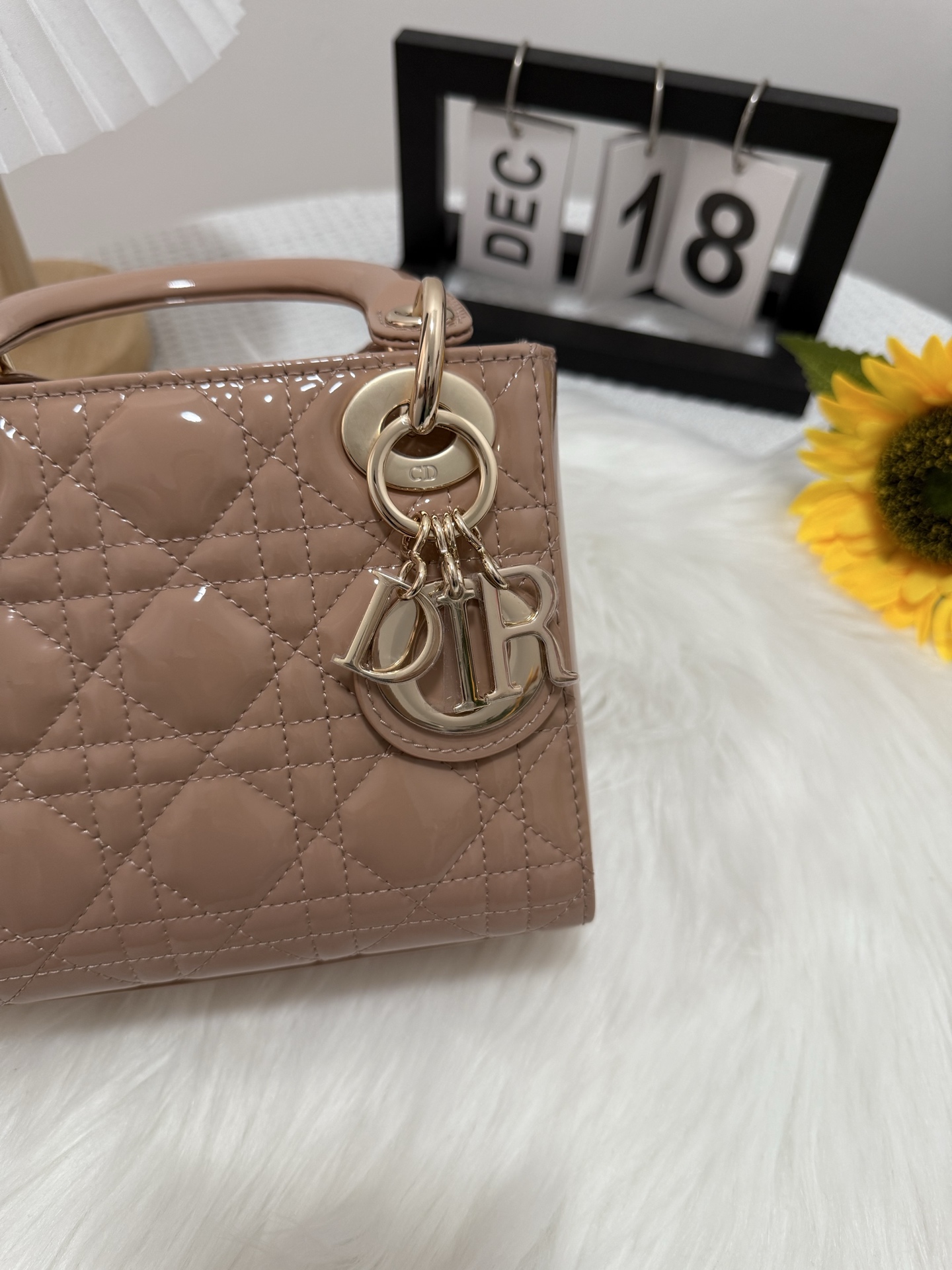Dior Lady Dior Mini Bag Apricot Patent Leather with Chain Strap 8 i1747582507981 1113 0 6