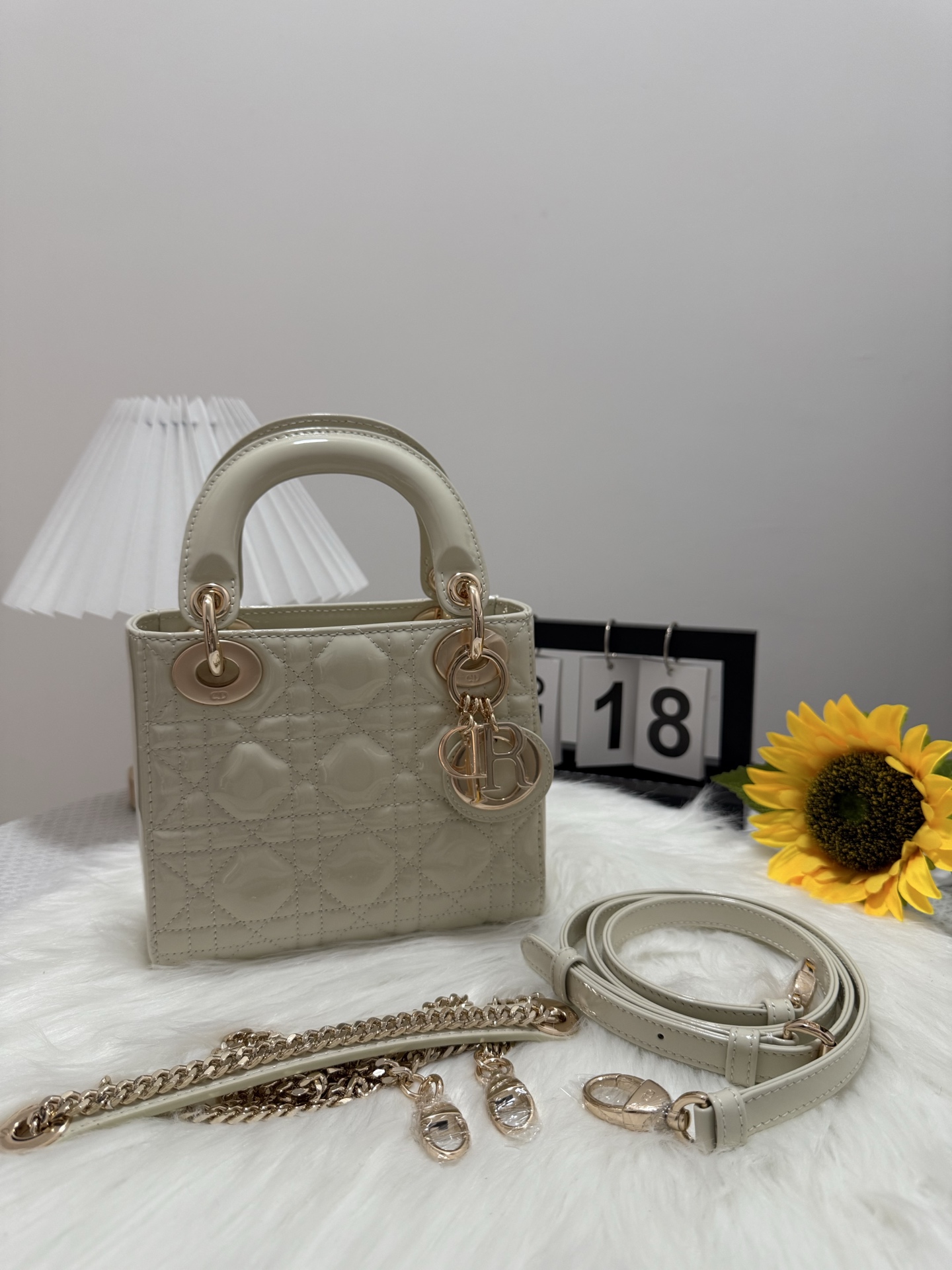 Dior Lady Dior Mini Bag White Patent Cannage Leather, Detachable Chain 10 i1747582538256 3846 0 8