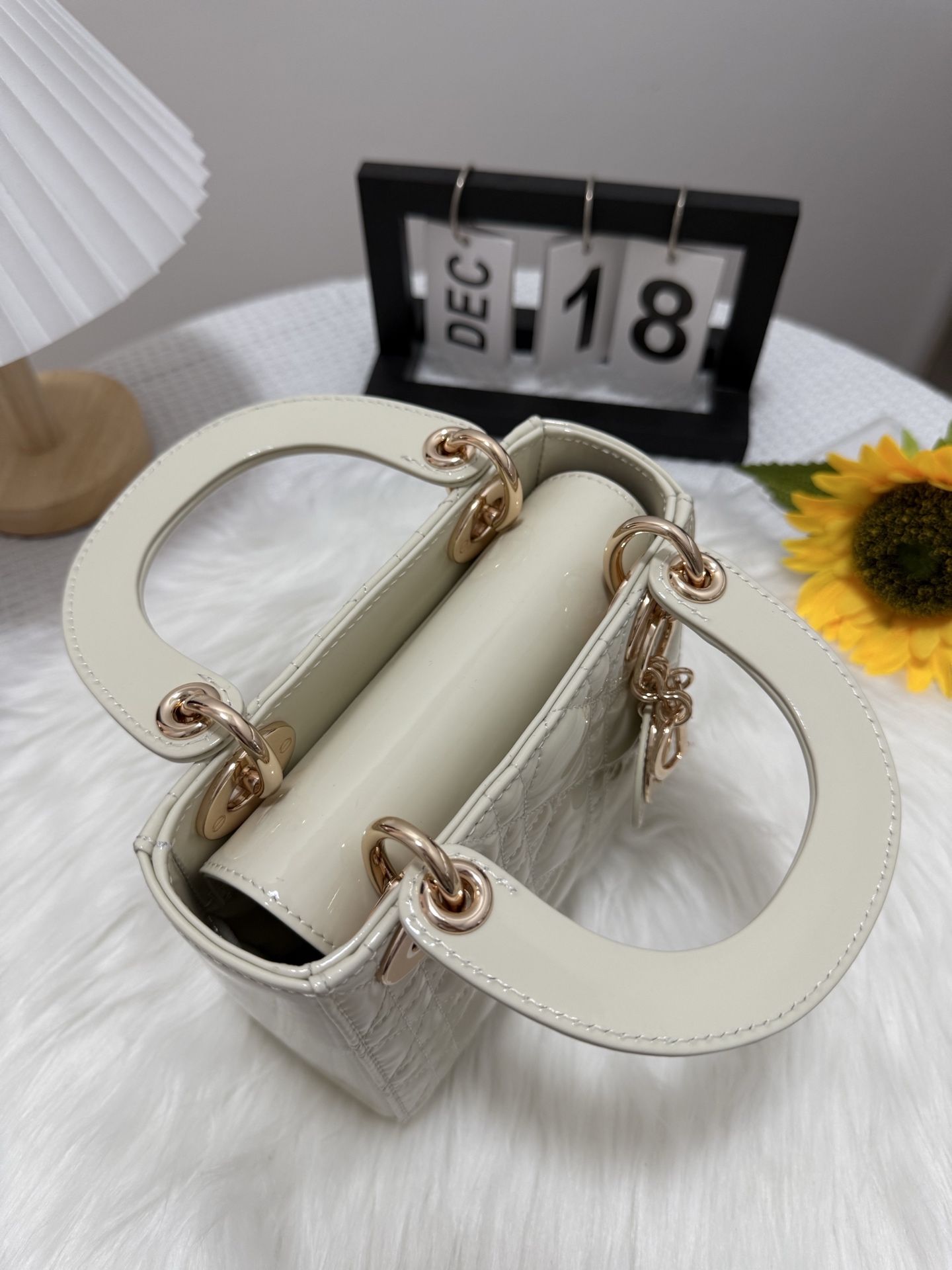 Dior Lady Dior Mini Bag White Patent Cannage Leather, Detachable Chain 6 i1747582539505 3157 0 4