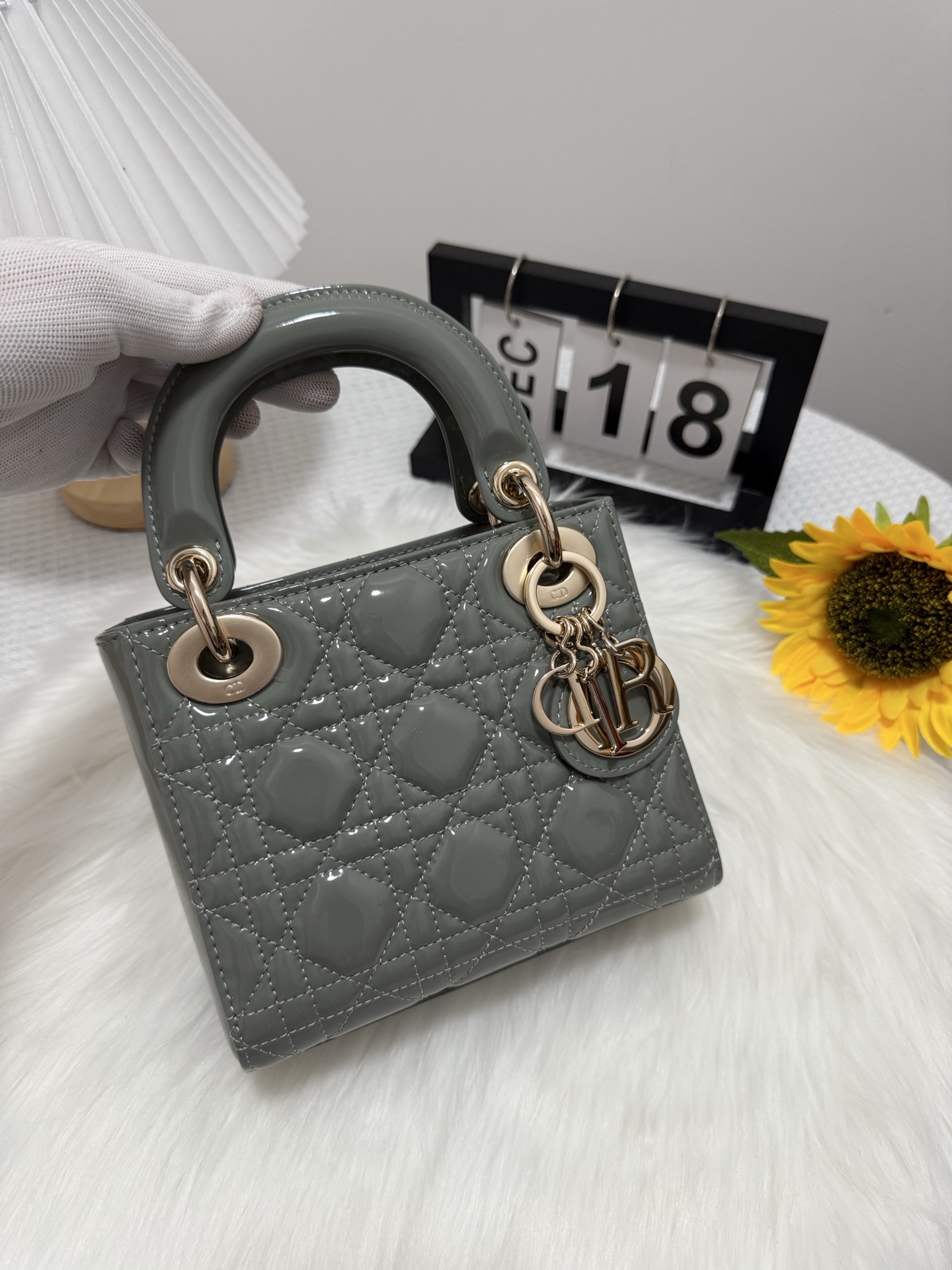Dior Lady Dior Mini Bag - Rock Gray Patent Leather 1 i1747582589828 993 0 0