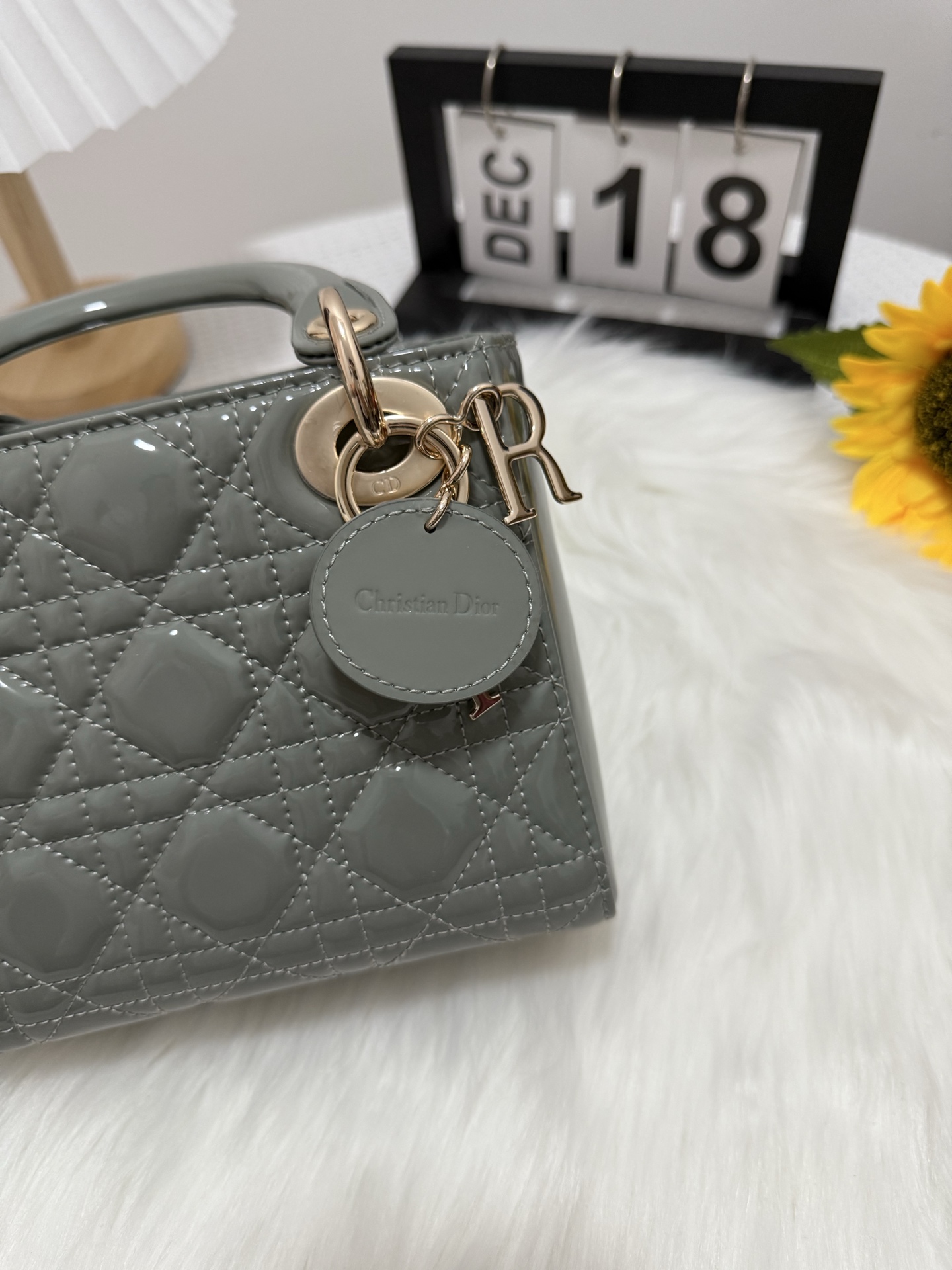 Dior Lady Dior Mini Bag - Rock Gray Patent Leather 8 i1747582591001 603 0 7
