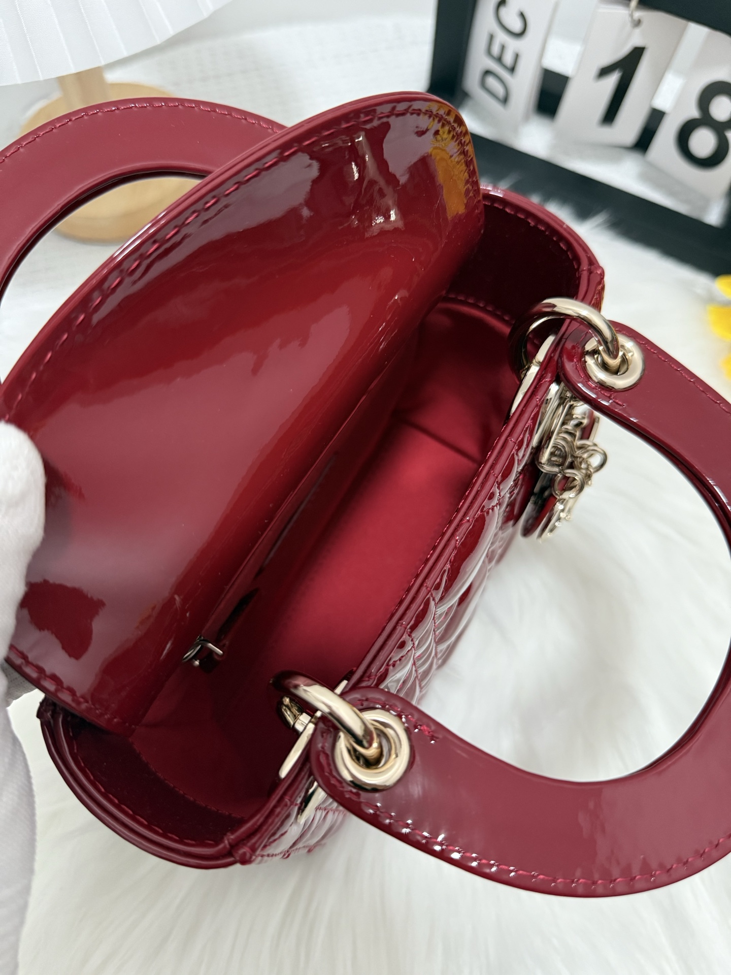 Dior Lady Dior Mini Bag Cherry Red Patent Leather with Charms 6 i1747582640728 442 0 4