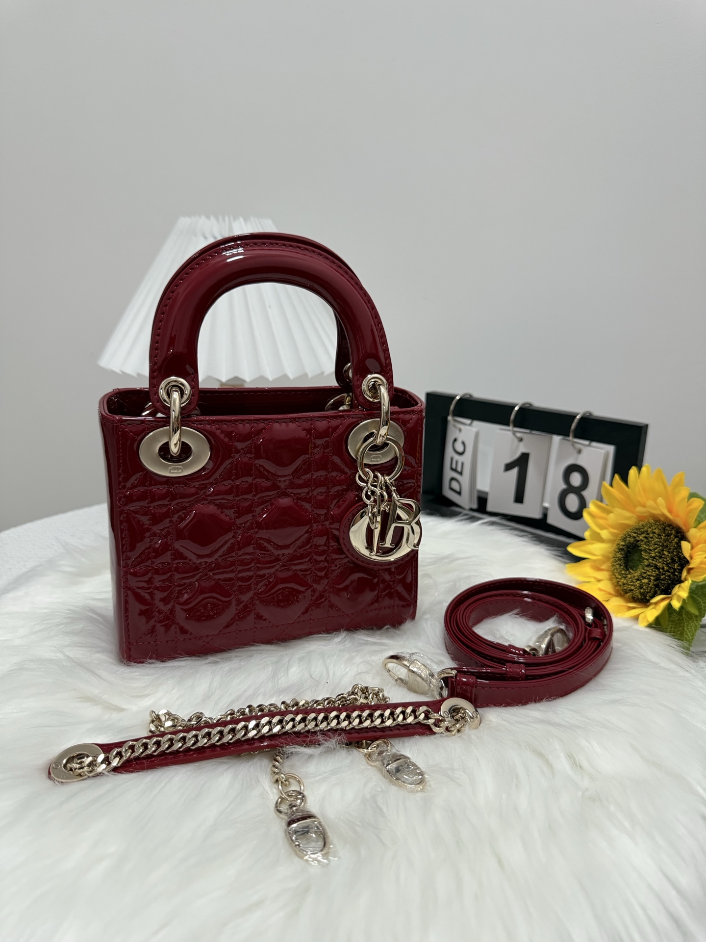 Dior Lady Dior Mini Bag Cherry Red Patent Leather with Charms 9 i1747582640887 5396 0 8