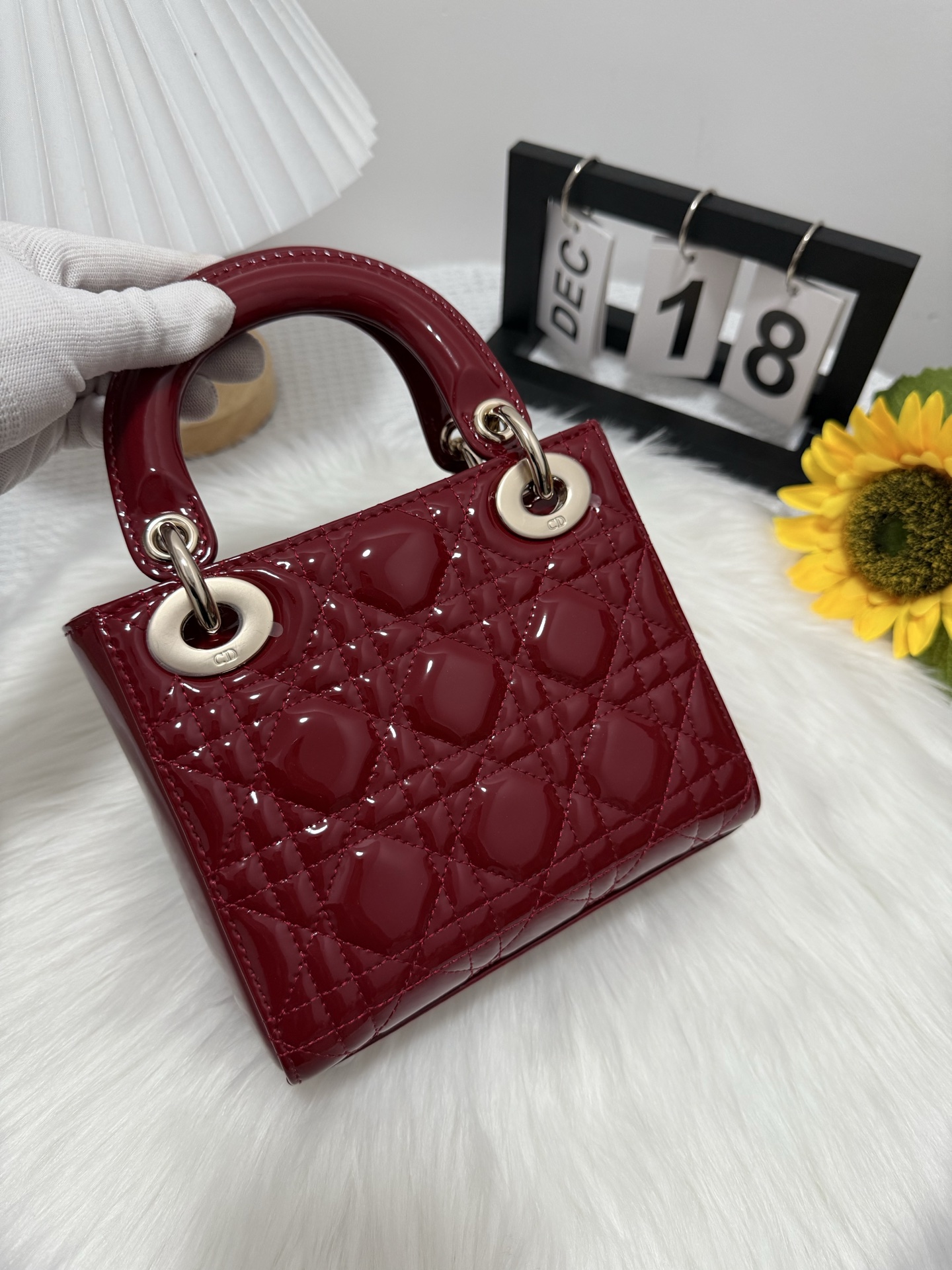 Dior Lady Dior Mini Bag Cherry Red Patent Leather with Charms 3 i1747582642092 348 0 1