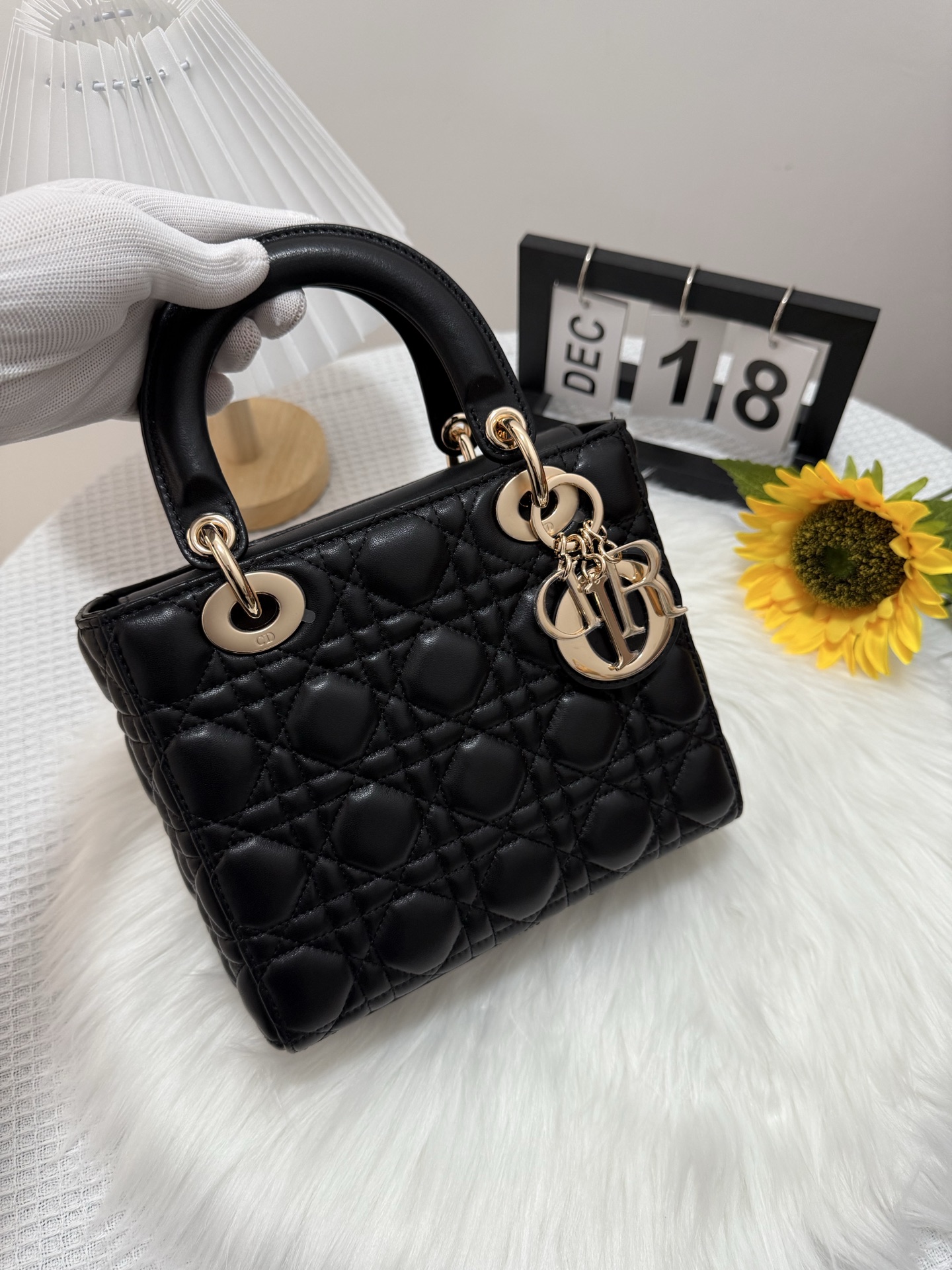 Elegant Lady Dior Mini Bag - Black Lambskin with Cannage Stitching 2 i1747583244021 6926 0 0