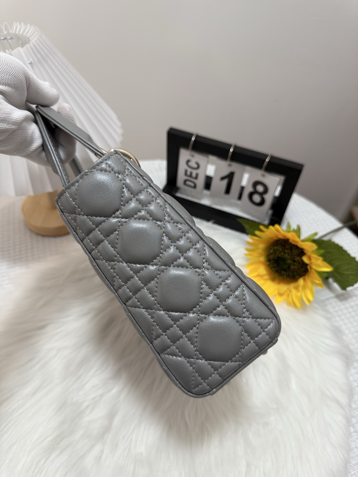 Lady Dior Pearl Grey Lambskin Bag with Cannage Stitching and D.I.O.R. Charm 3 i1747583663156 1326 0 1