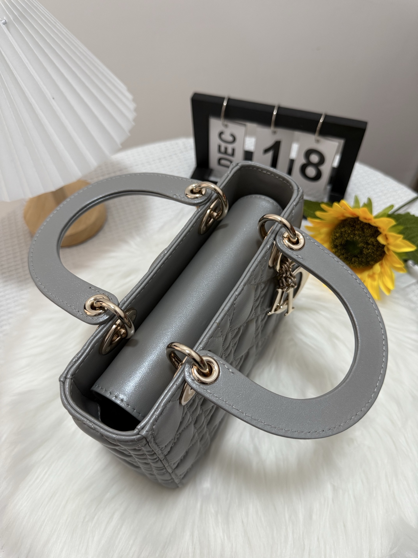 Lady Dior Pearl Grey Lambskin Bag with Cannage Stitching and D.I.O.R. Charm 6 i1747583664393 7675 0 4