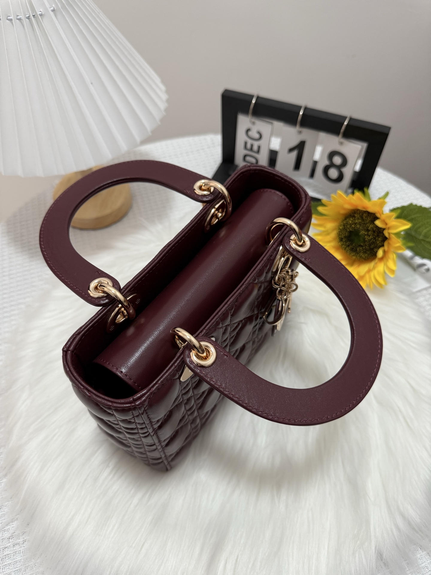 Elegant Lady Diorr Handbag in Wine Red Lambskin with Cannage Stitching 6 i1747583680804 7563 0 4