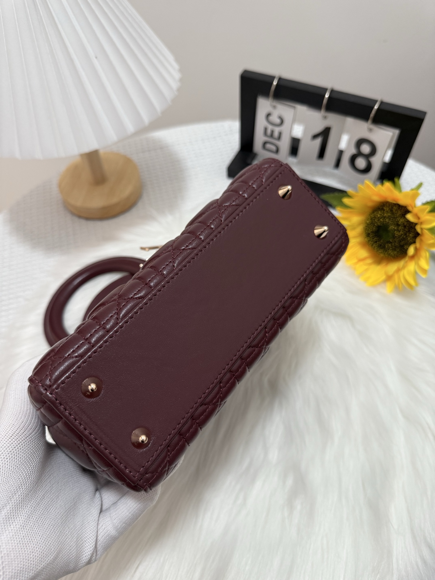 Elegant Lady Diorr Handbag in Wine Red Lambskin with Cannage Stitching 5 i1747583680849 5521 0 3
