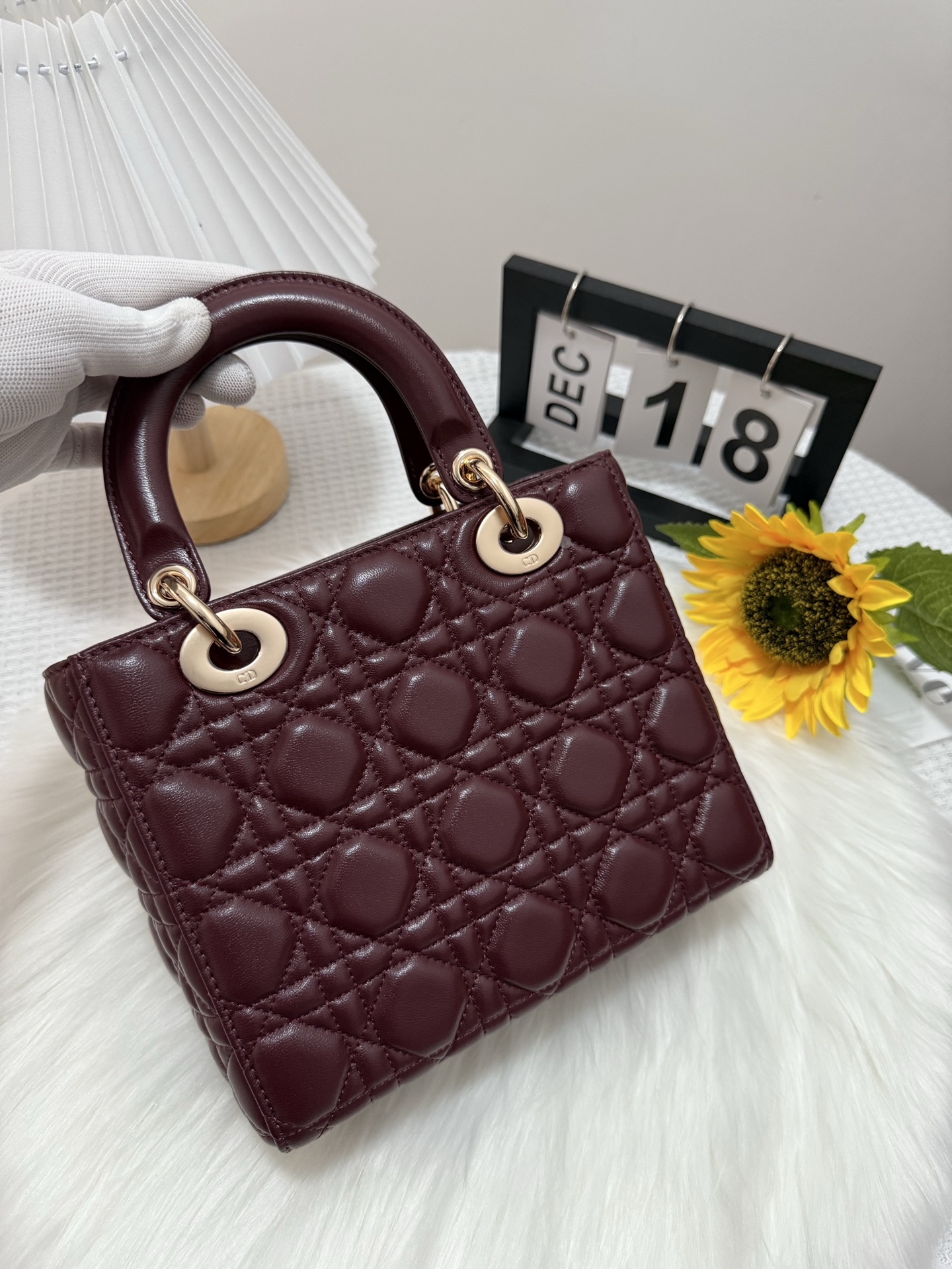 Elegant Lady Diorr Handbag in Wine Red Lambskin with Cannage Stitching 4 i1747583680893 8876 0 2