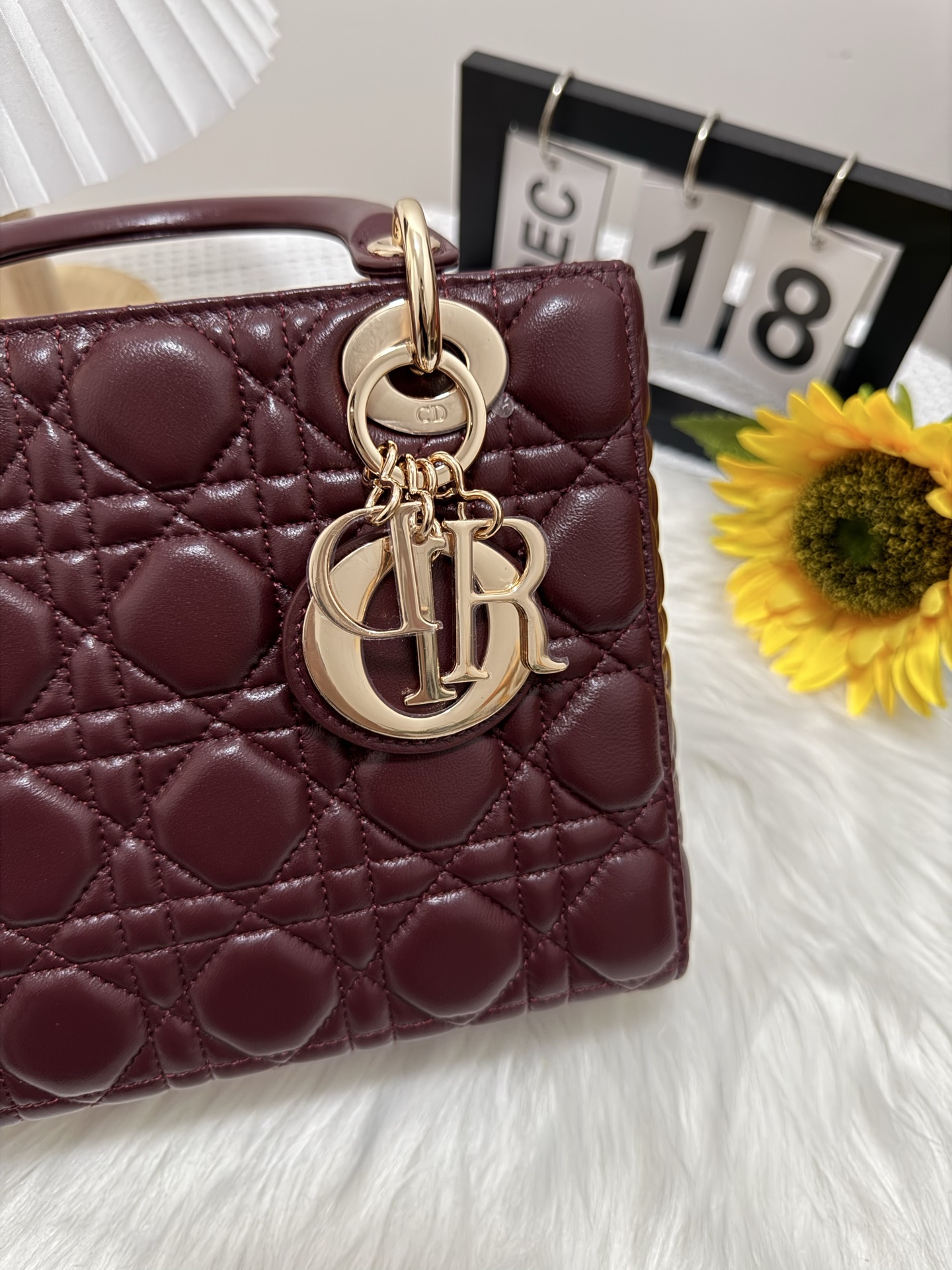 Elegant Lady Diorr Handbag in Wine Red Lambskin with Cannage Stitching 8 i1747583681697 8009 0 6