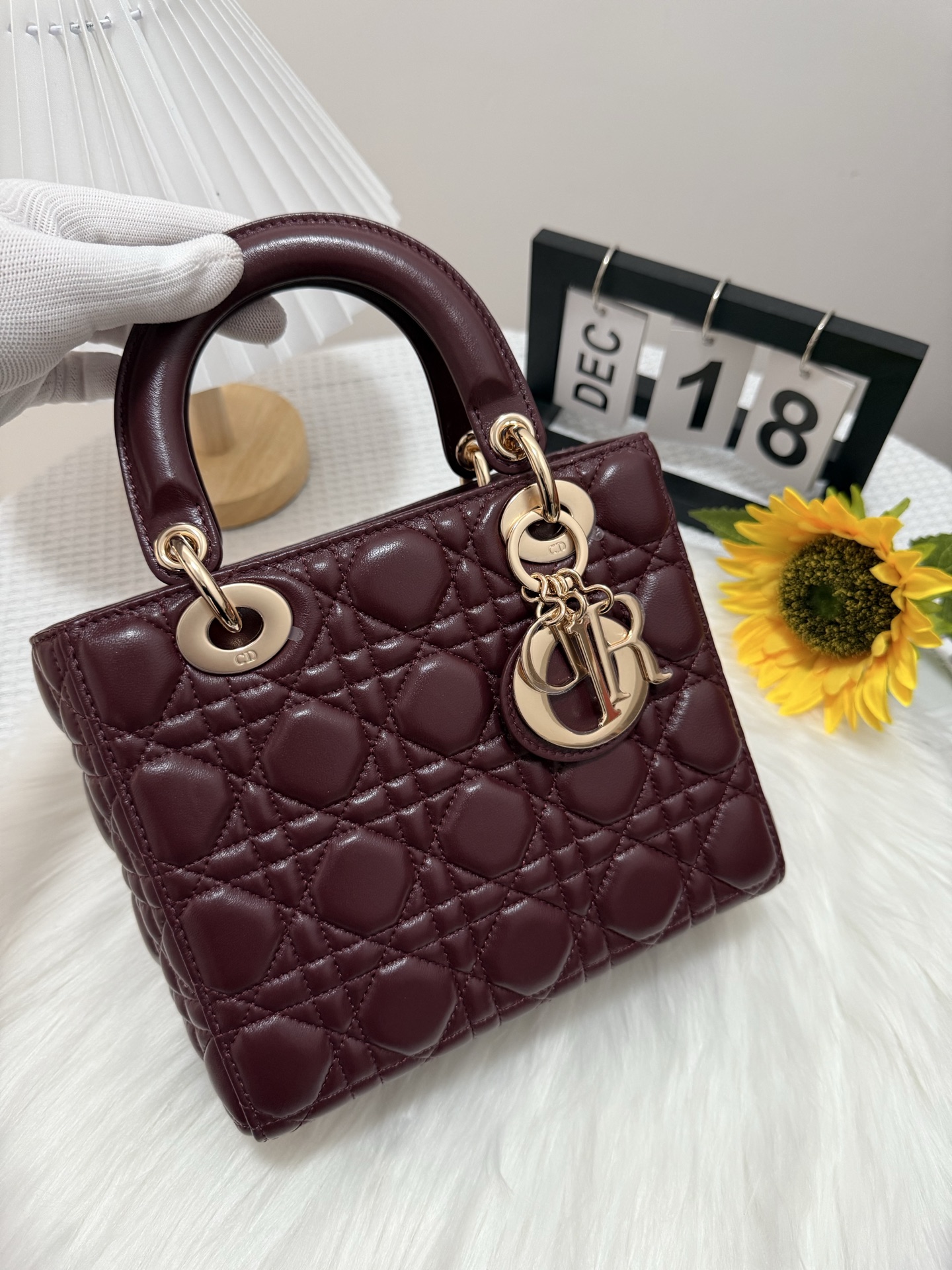 Elegant Lady Diorr Handbag in Wine Red Lambskin with Cannage Stitching 2 i1747583681734 4297 0 0