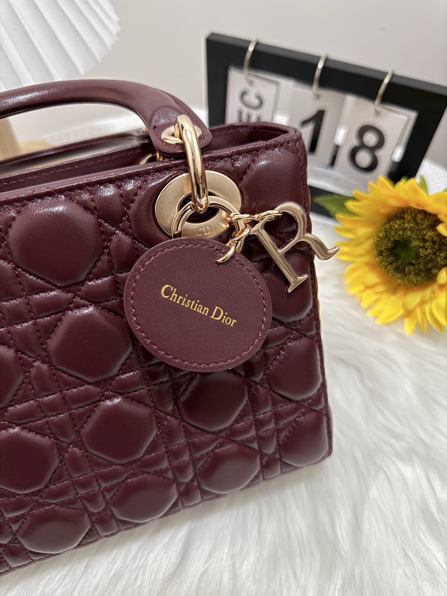 Elegant Lady Diorr Handbag in Wine Red Lambskin with Cannage Stitching 9 i1747583681762 4061 0 7