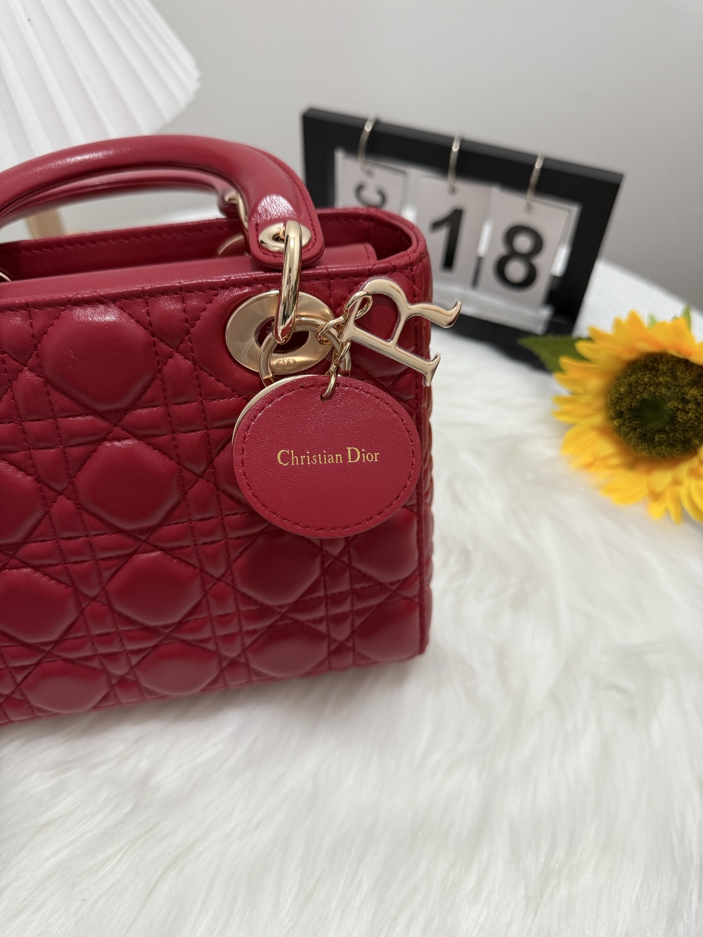 Lady Diorr Cherry Red Small Handbag Iconic Design with D.I.O.R. Charm 9 i1747583763421 2356 0 7