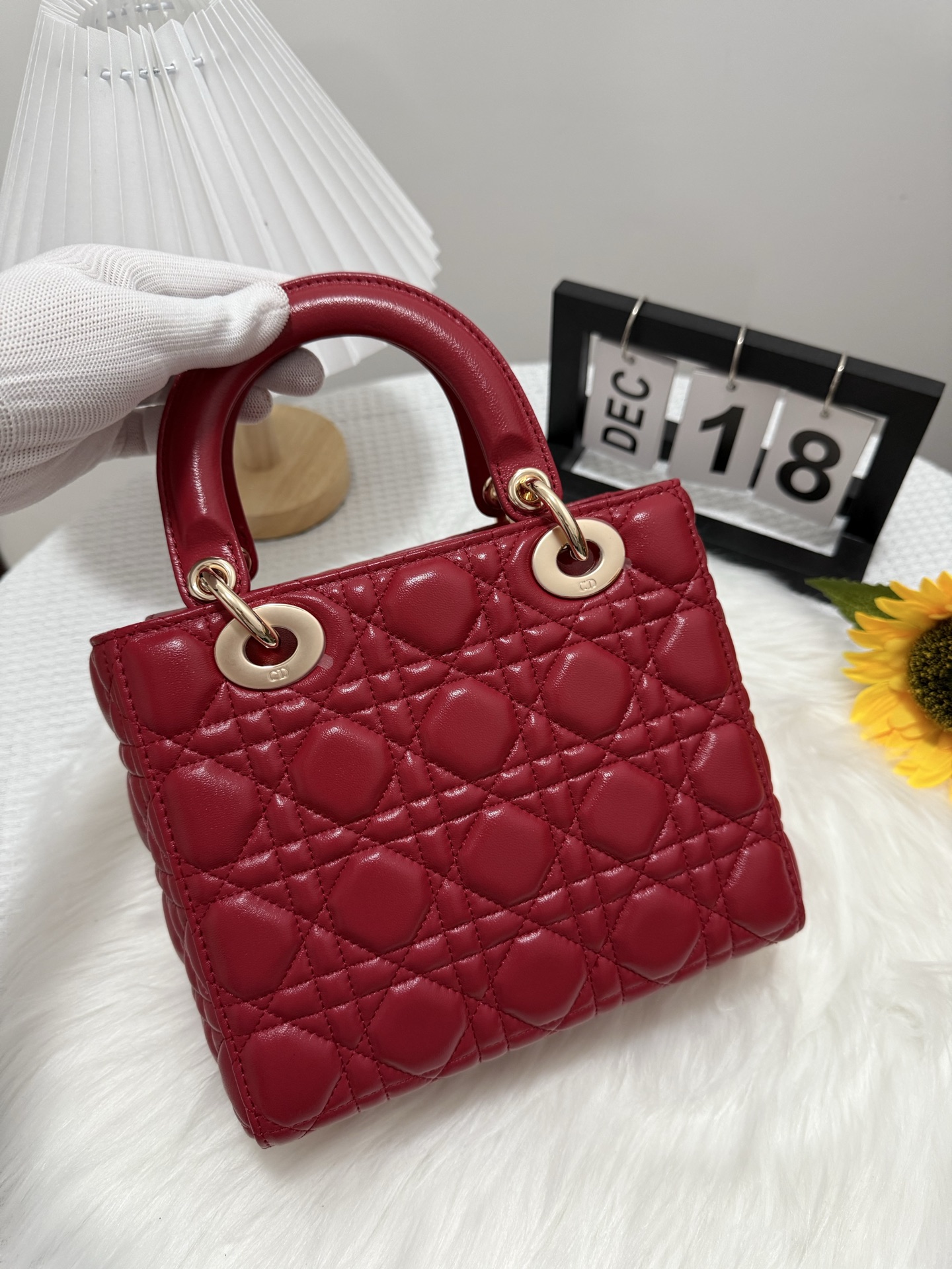 Lady Diorr Cherry Red Small Handbag Iconic Design with D.I.O.R. Charm 4 i1747583763471 3119 0 2