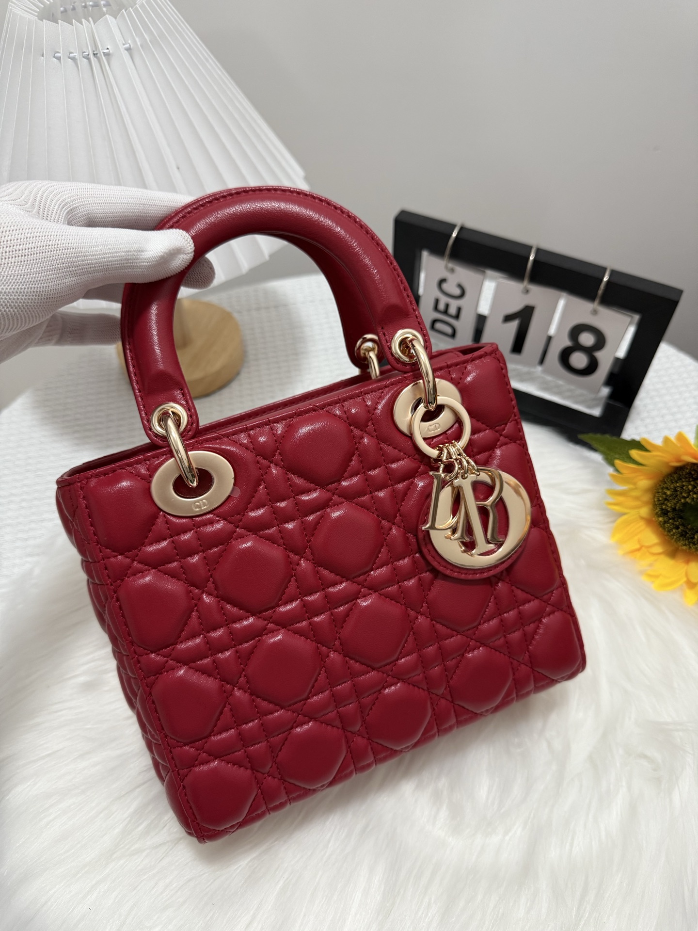 Lady Diorr Cherry Red Small Handbag Iconic Design with D.I.O.R. Charm 2 i1747583763484 6139 0 0