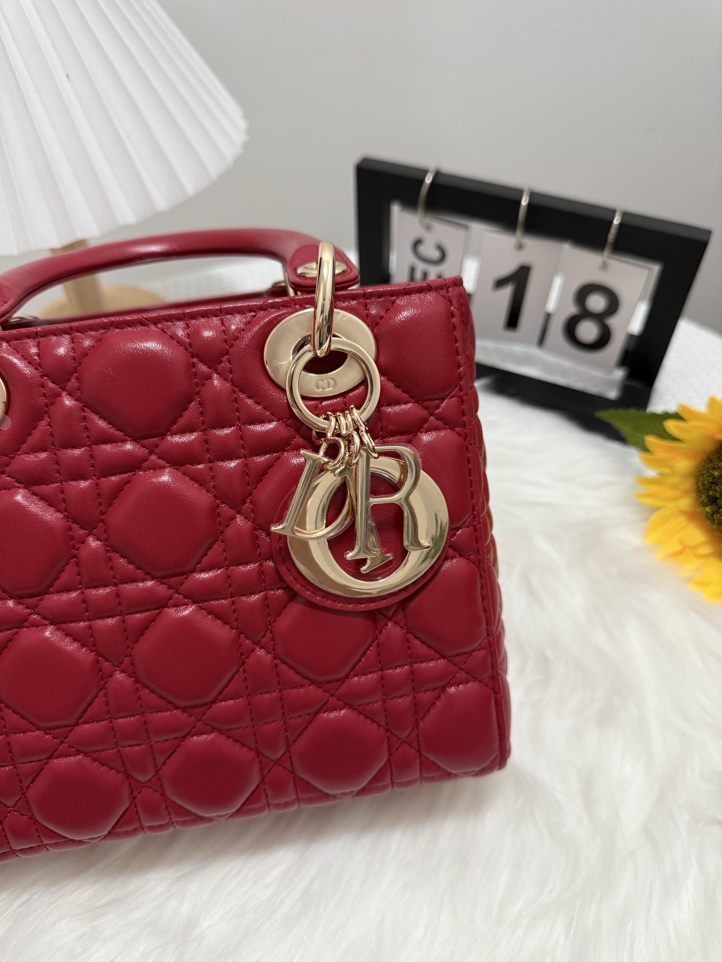 Lady Diorr Cherry Red Small Handbag Iconic Design with D.I.O.R. Charm 8 i1747583764344 221 0 6