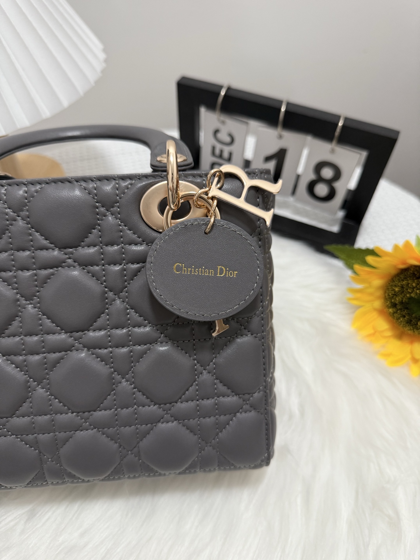 Lady Dior Gray Leather Handbag Iconic Design, Compact Size 20 x 17 x 8 cm 8 i1747583784636 5701 0 7
