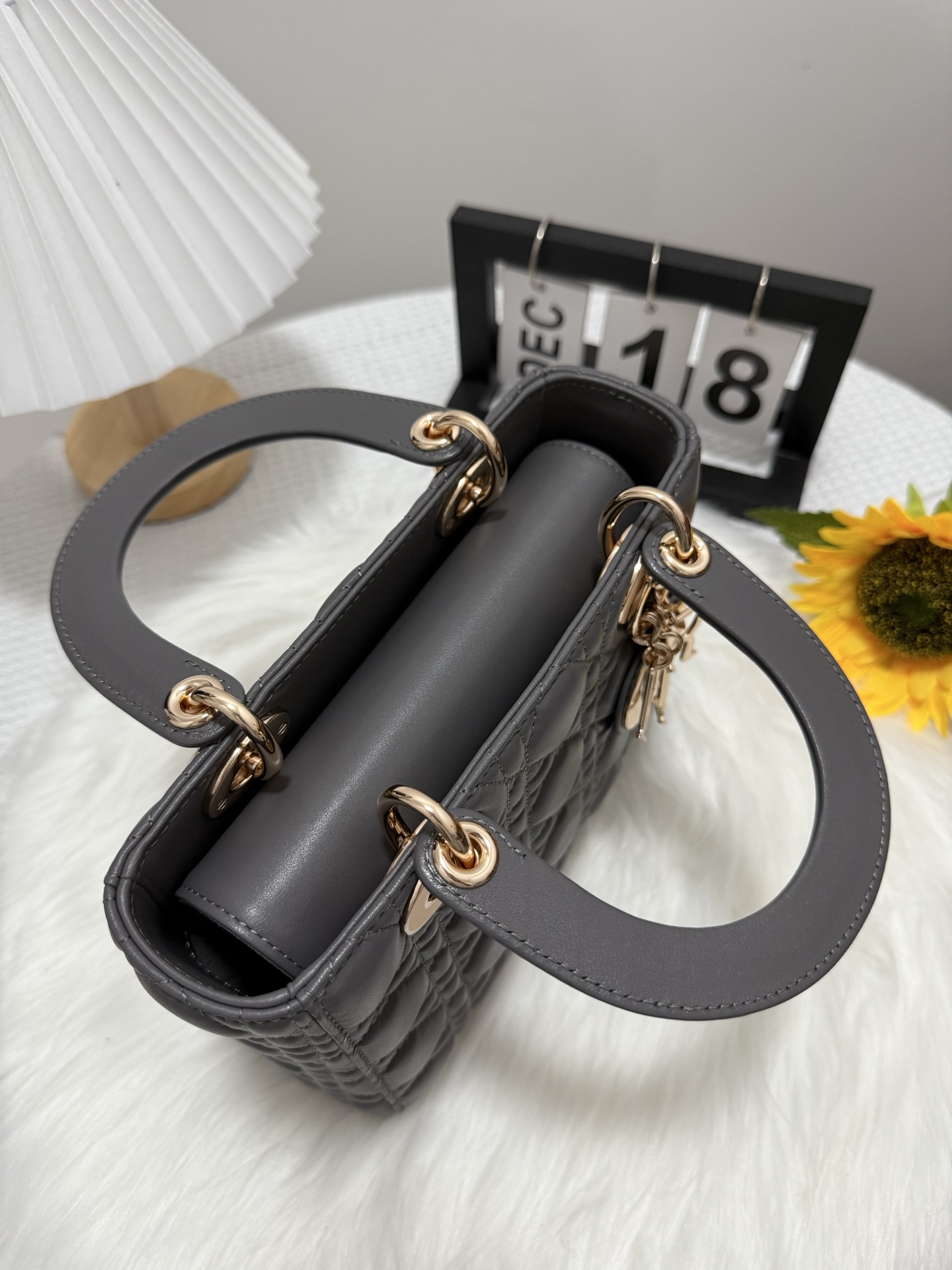 Lady Dior Gray Leather Handbag Iconic Design, Compact Size 20 x 17 x 8 cm 5 i1747583784683 2771 0 4