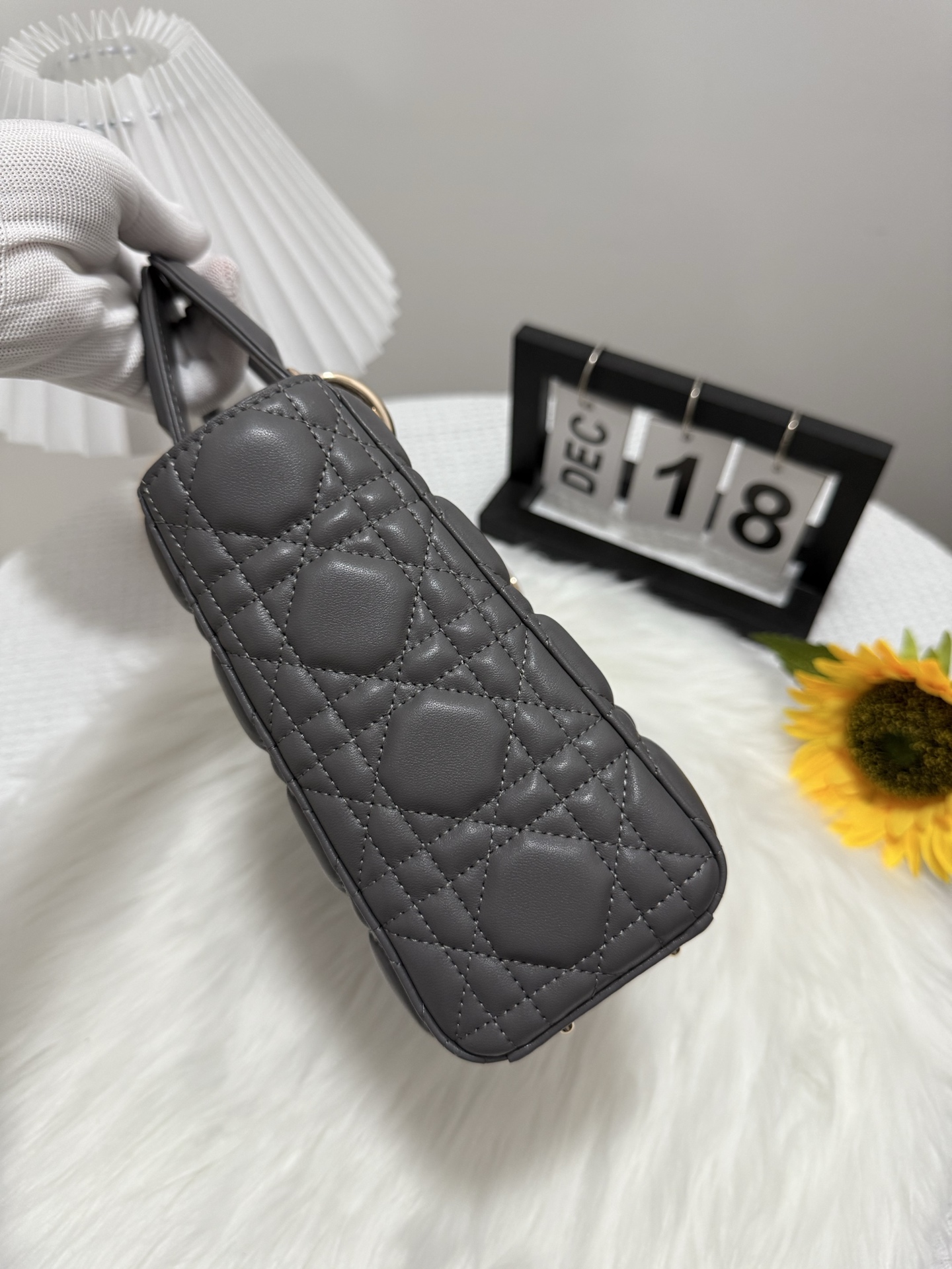 Lady Dior Gray Leather Handbag Iconic Design, Compact Size 20 x 17 x 8 cm 2 i1747583785607 1296 0 1