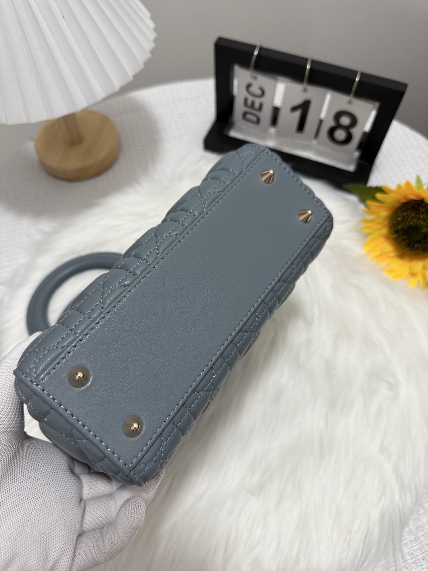 Lady Dior Bag, Four-compartment Lambskin Handbag, Fog Blue, 20 x 17 x 8 cm 4 i1747583814515 53 0 3