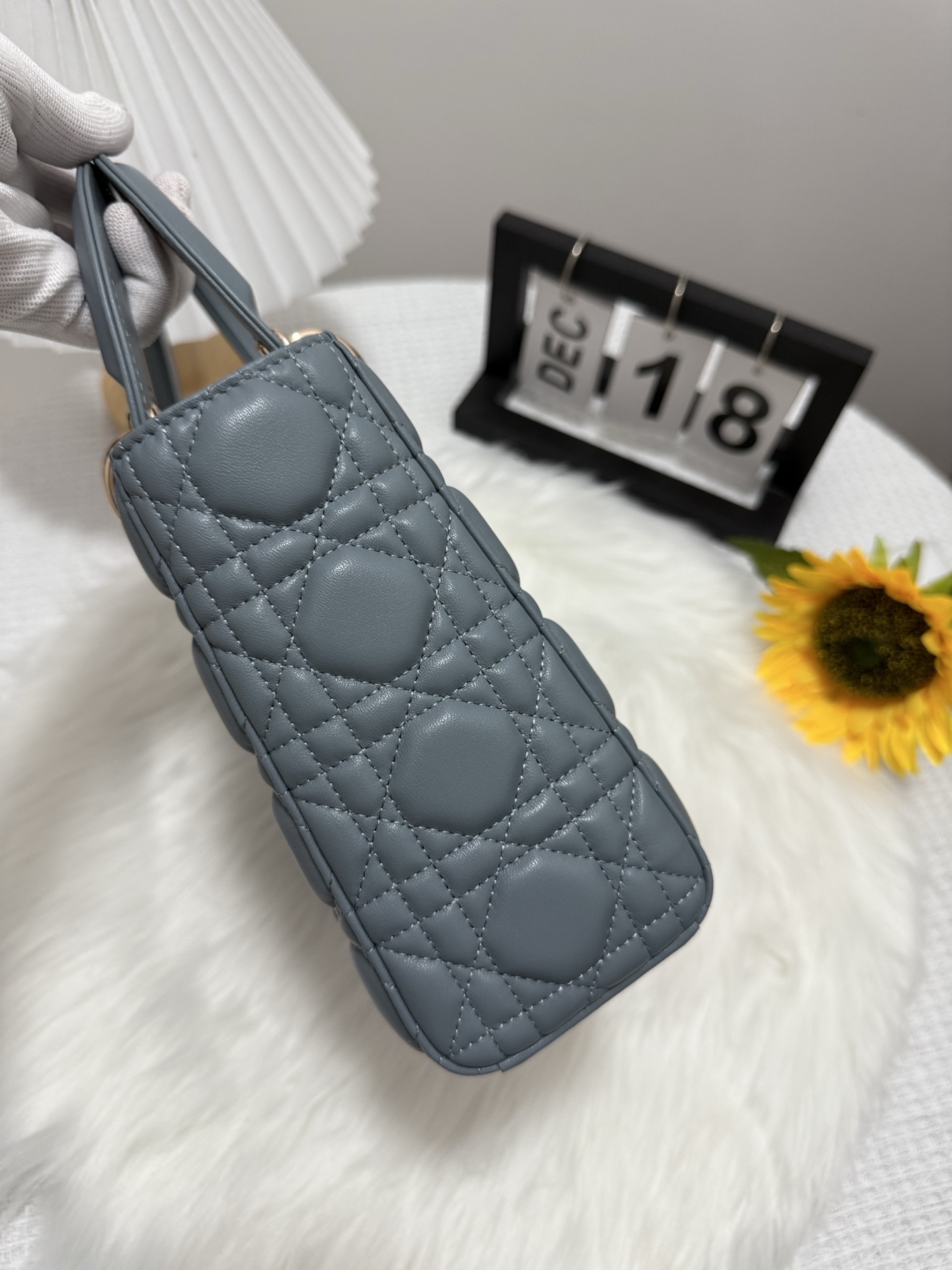 Lady Dior Bag, Four-compartment Lambskin Handbag, Fog Blue, 20 x 17 x 8 cm 2 i1747583814572 4625 0 1