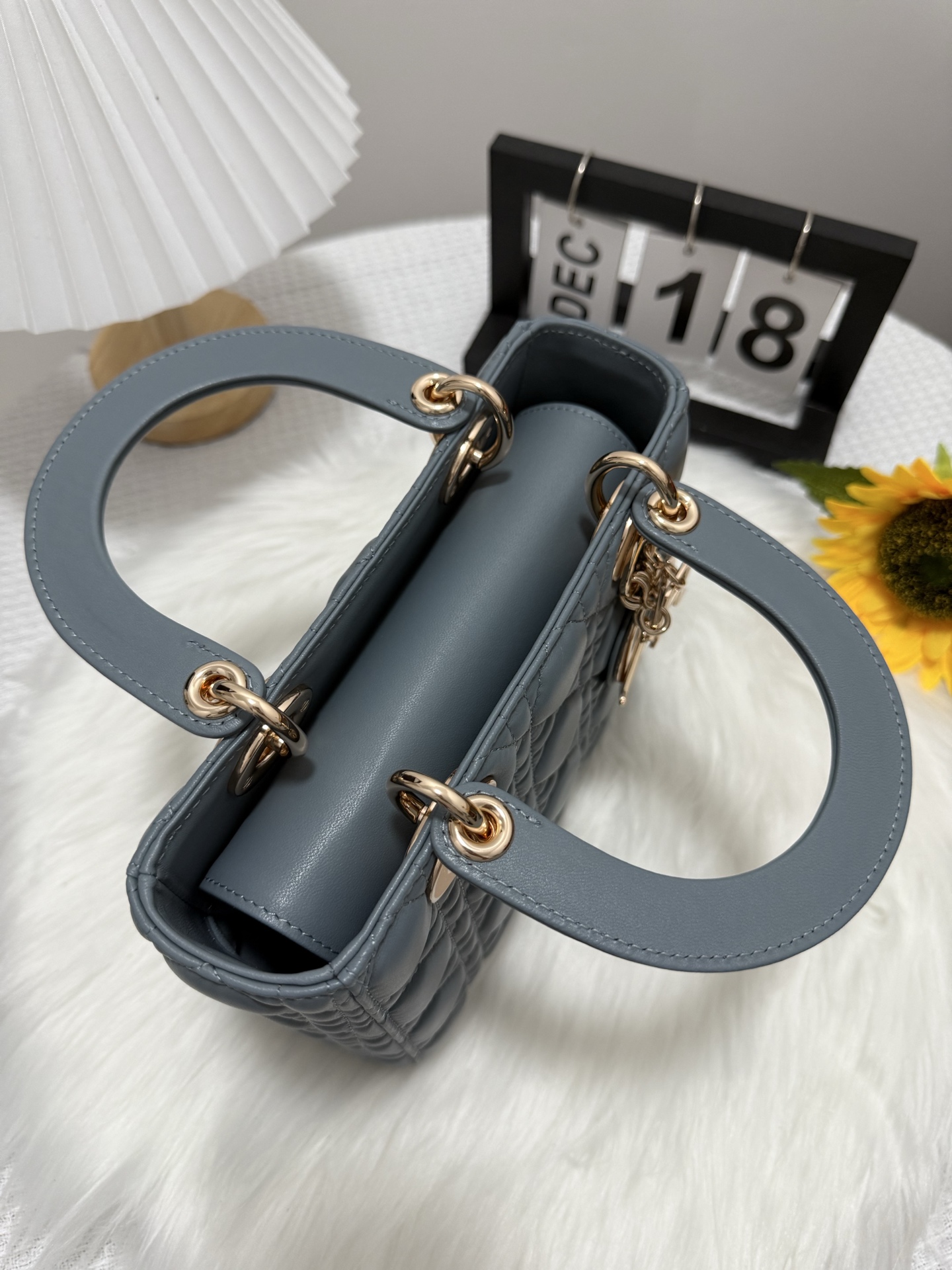 Lady Dior Bag, Four-compartment Lambskin Handbag, Fog Blue, 20 x 17 x 8 cm 5 i1747583815423 9168 0 4