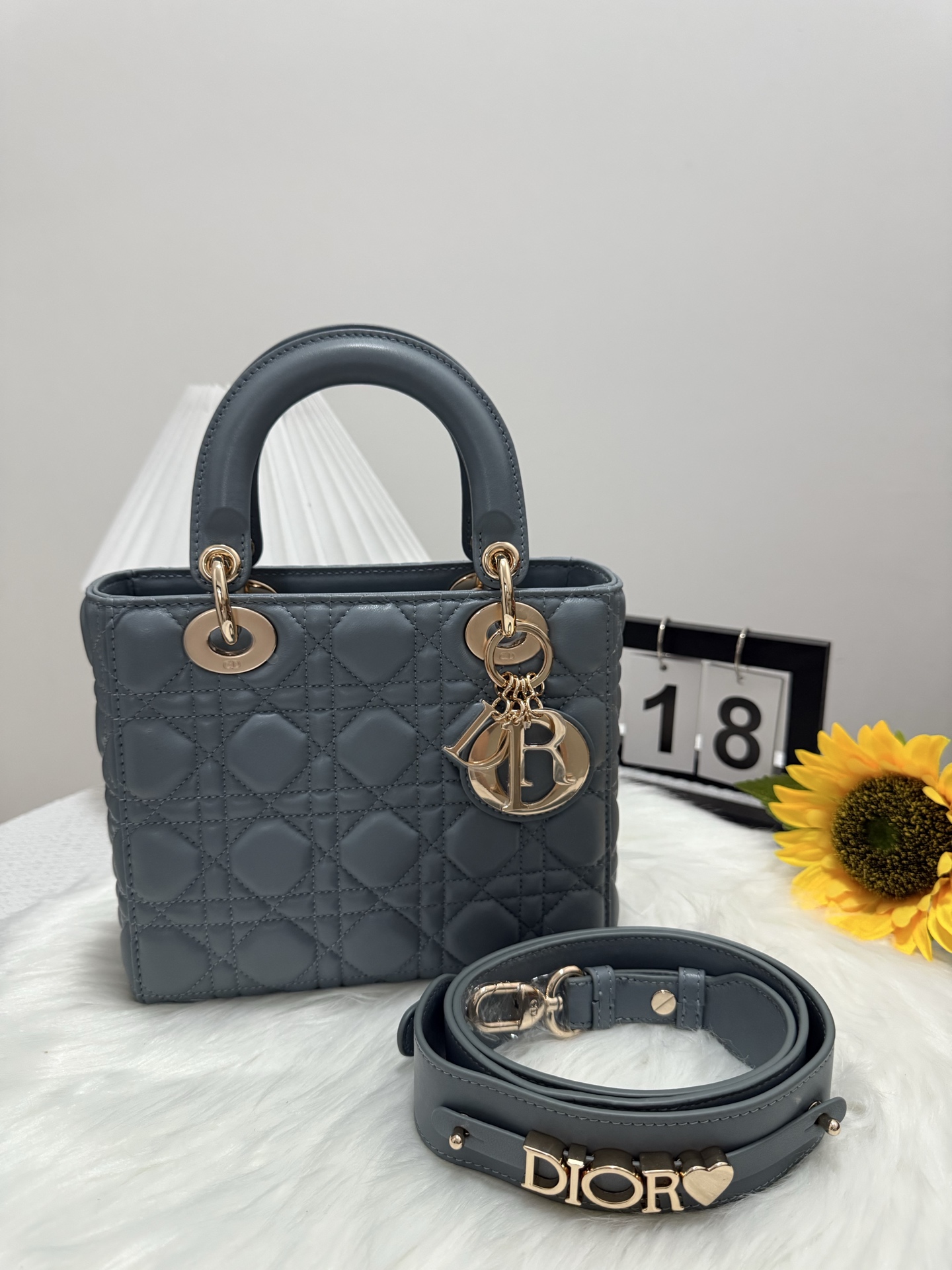 Lady Dior Bag, Four-compartment Lambskin Handbag, Fog Blue, 20 x 17 x 8 cm 9 i1747583815432 7955 0 8