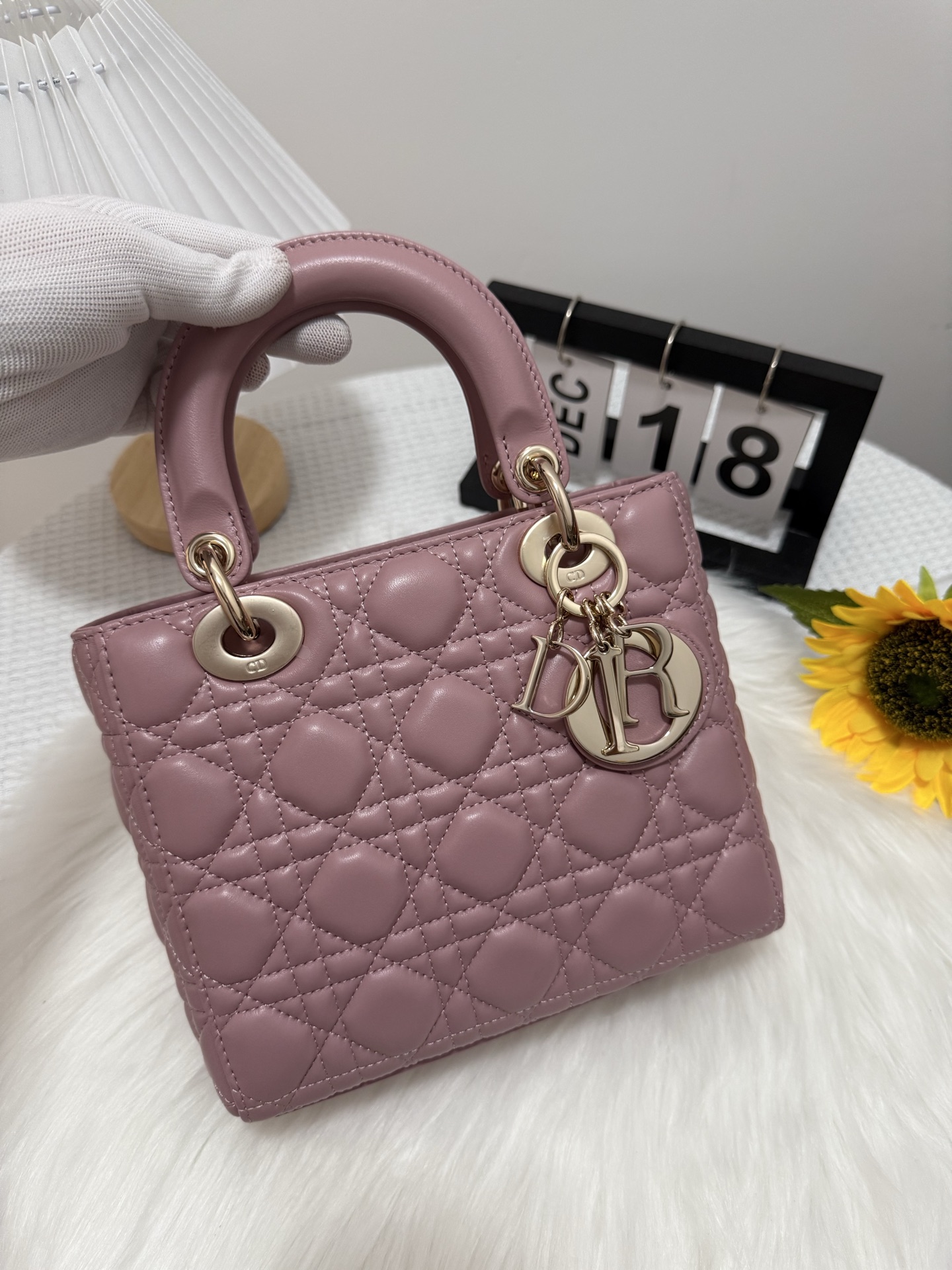 Lady Dior Bag, Four-compartment, Retro Pink Lambskin with D.I.O.R. Charm 2 i1747583902556 5503 0 0