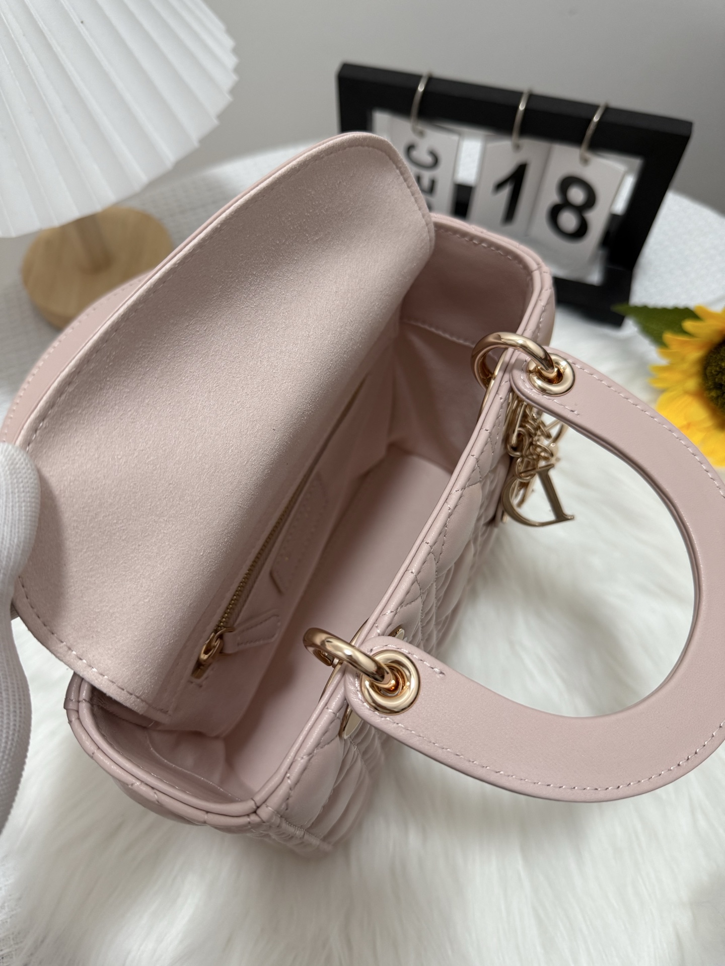 Lady Dior Bag, Lambskin, Top Handle Bag, D.I.O.R. Charm, Blush Pink 7 i1747583930382 285 0 5
