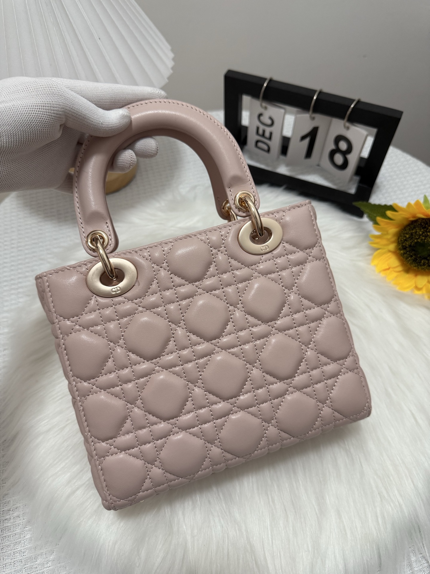 Lady Dior Bag, Lambskin, Top Handle Bag, D.I.O.R. Charm, Blush Pink 4 i1747583930425 2663 0 2