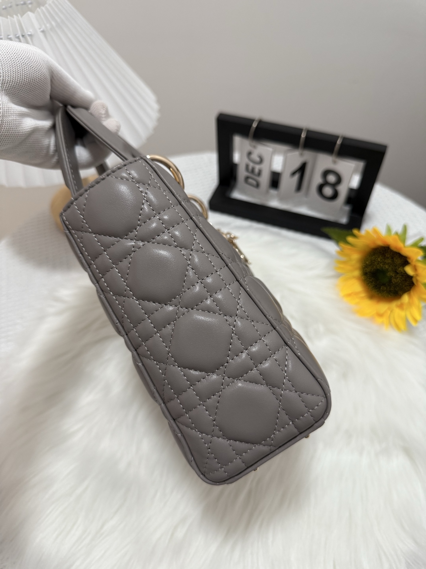 Lady Dior Gray Lambskin Handbag, 20 x 17 x 8 cm, Iconic Design 3 i1747583950256 1581 0 1