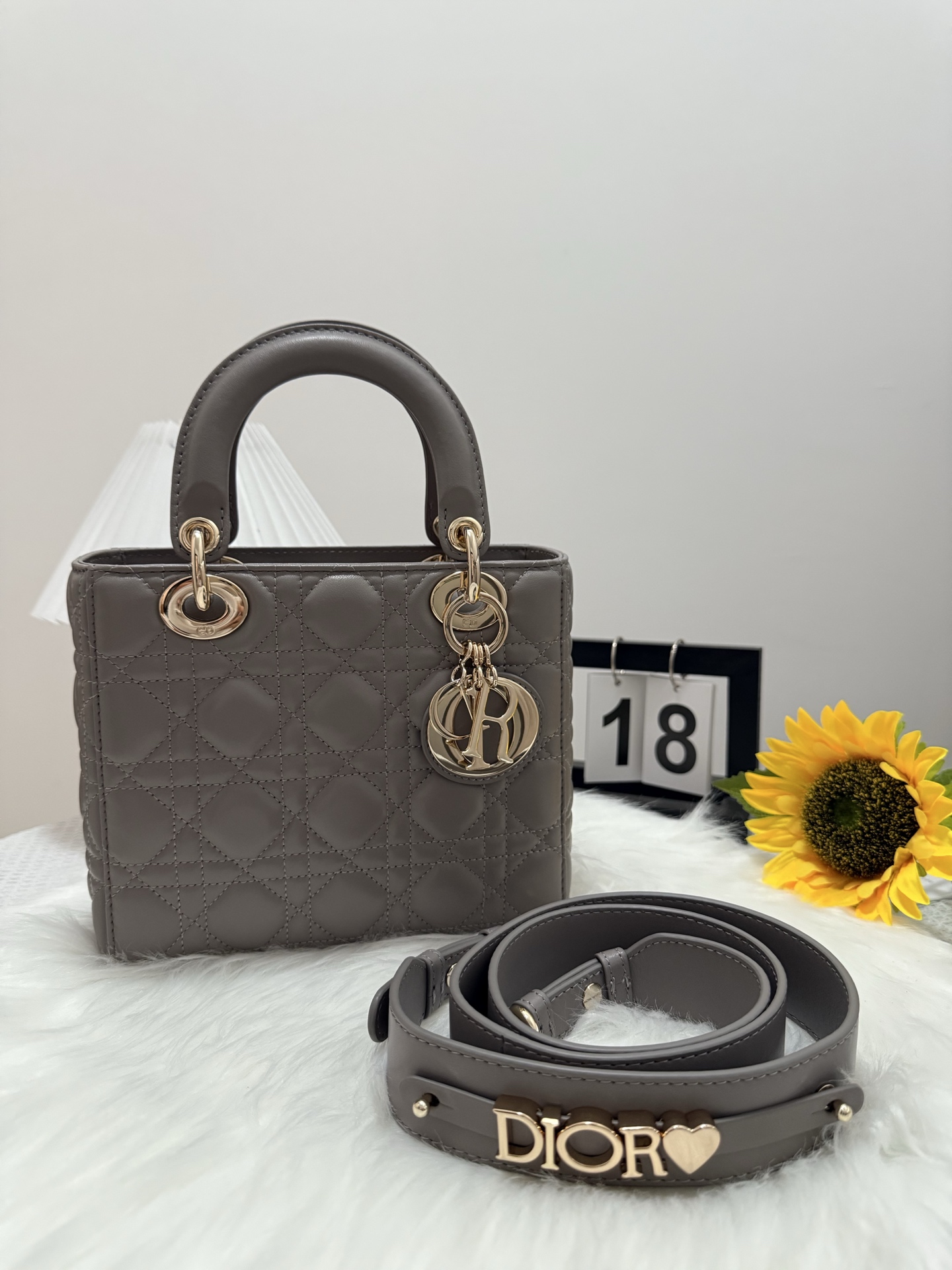 Lady Dior Gray Lambskin Handbag, 20 x 17 x 8 cm, Iconic Design 10 i1747583950364 8862 0 8