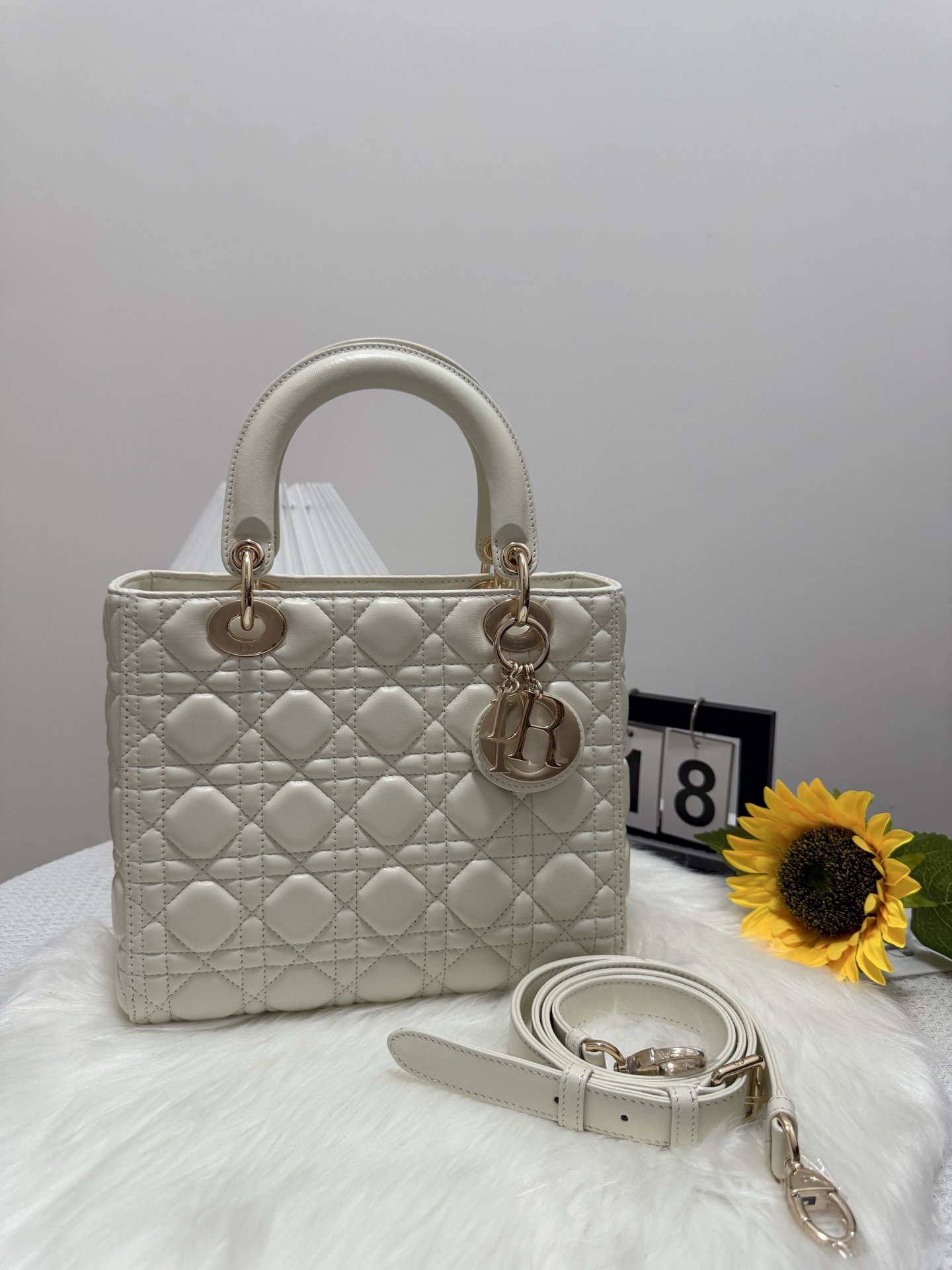 Lady White Quilted Flap Bag, Shoulder Bag, Luxury Classic Handbag, 24cm 10 i1747586020229 8984 0 9
