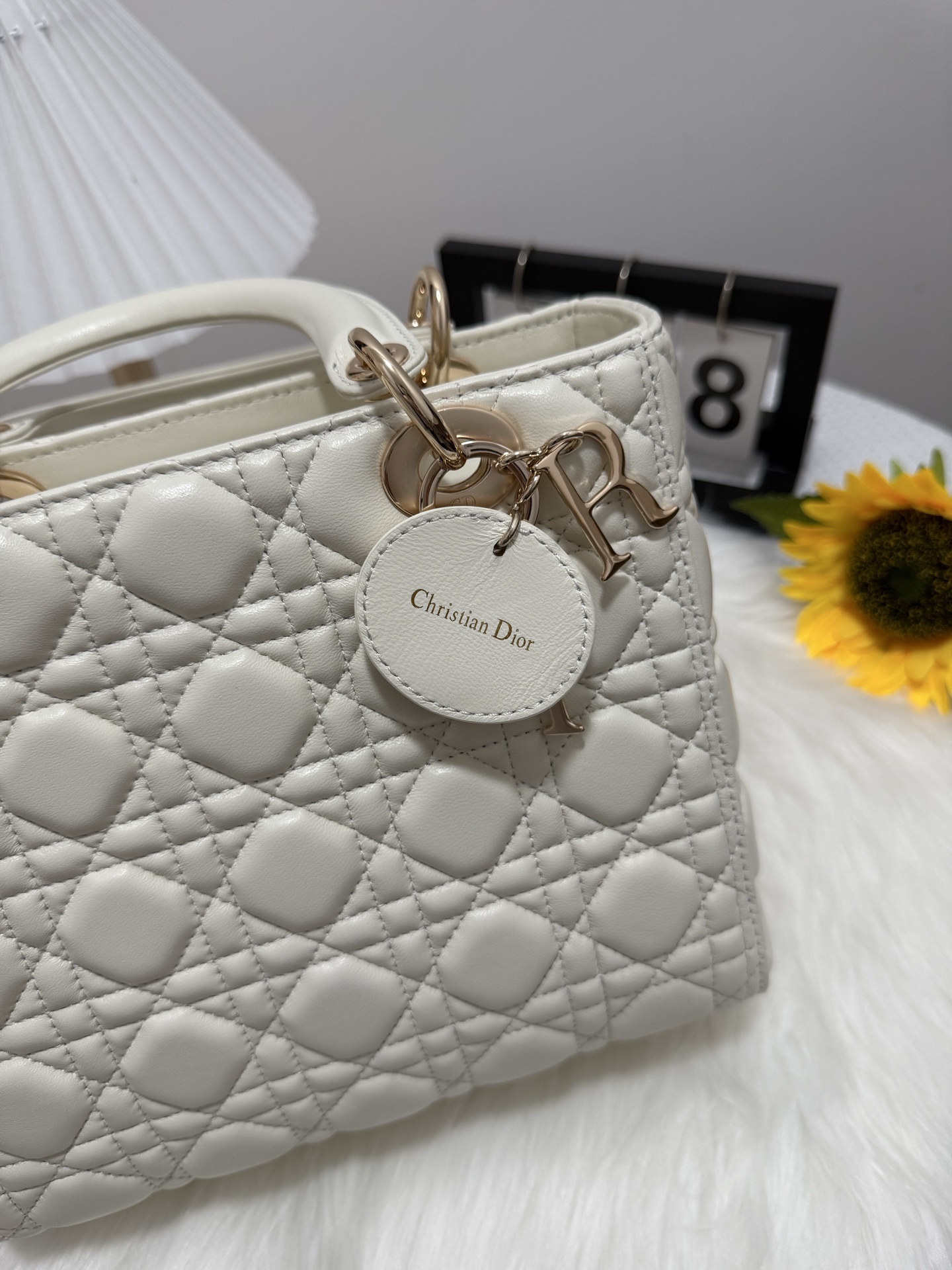 Lady White Quilted Flap Bag, Shoulder Bag, Luxury Classic Handbag, 24cm 9 i1747586020267 1288 0 8