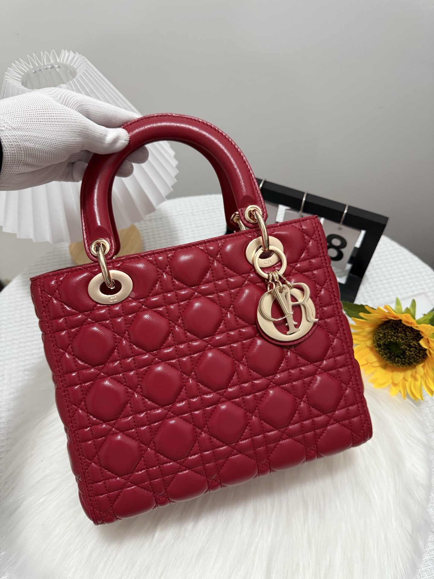 Dior Lady Five-Gusset Cherry Red Flap Bag - Classic & Updated Design 2 i1747586102565 7529 0 0