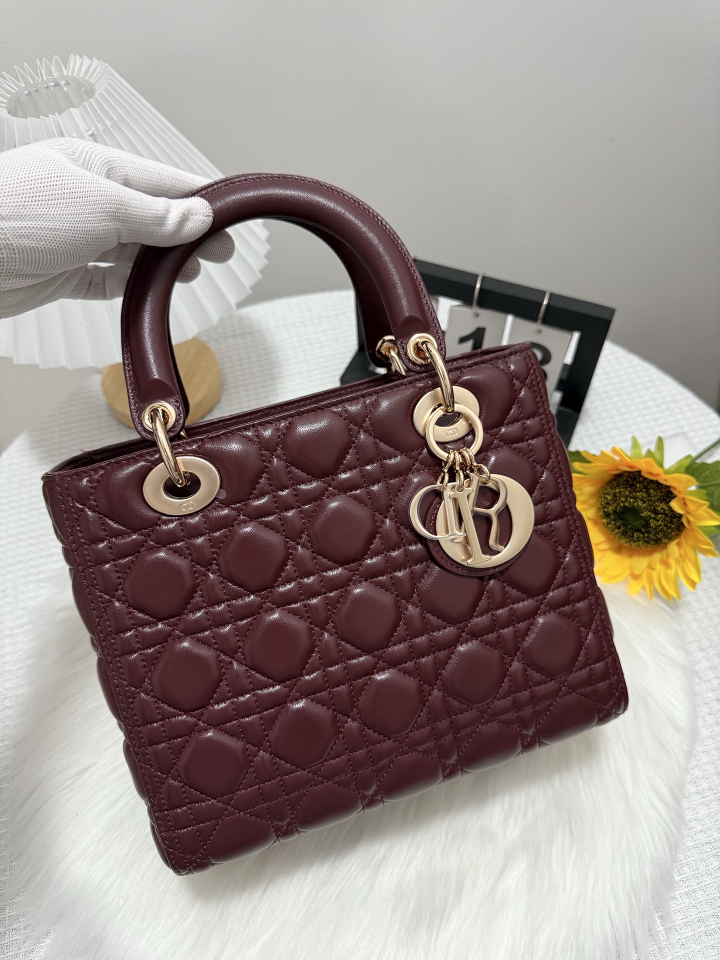 Dior Lady Dior Wine Red Quilted Leather Top Handle Bag, 24cm 1 i1747586135027 8754 0 0