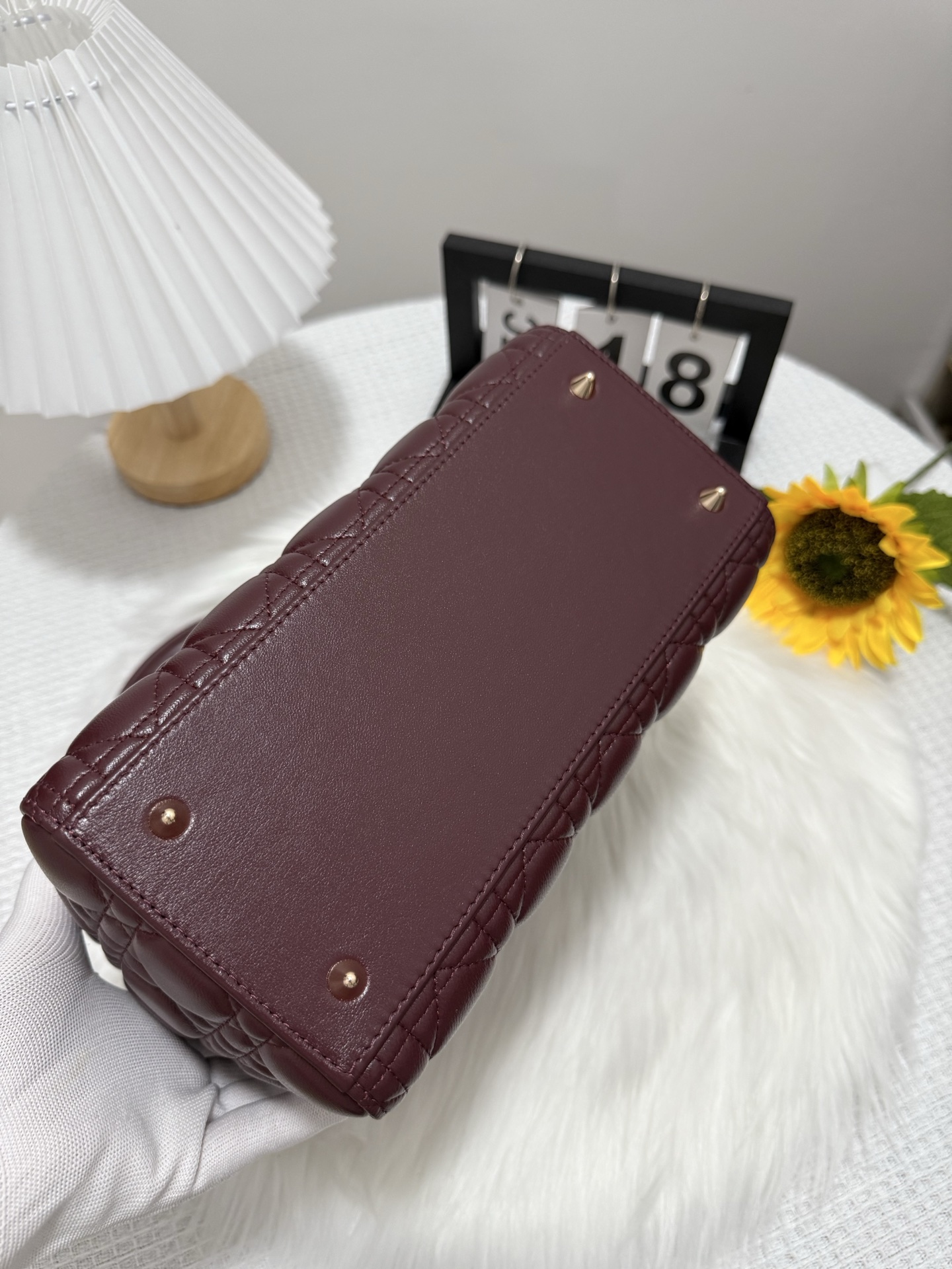 Dior Lady Dior Wine Red Quilted Leather Top Handle Bag, 24cm 4 i1747586135887 6351 0 3